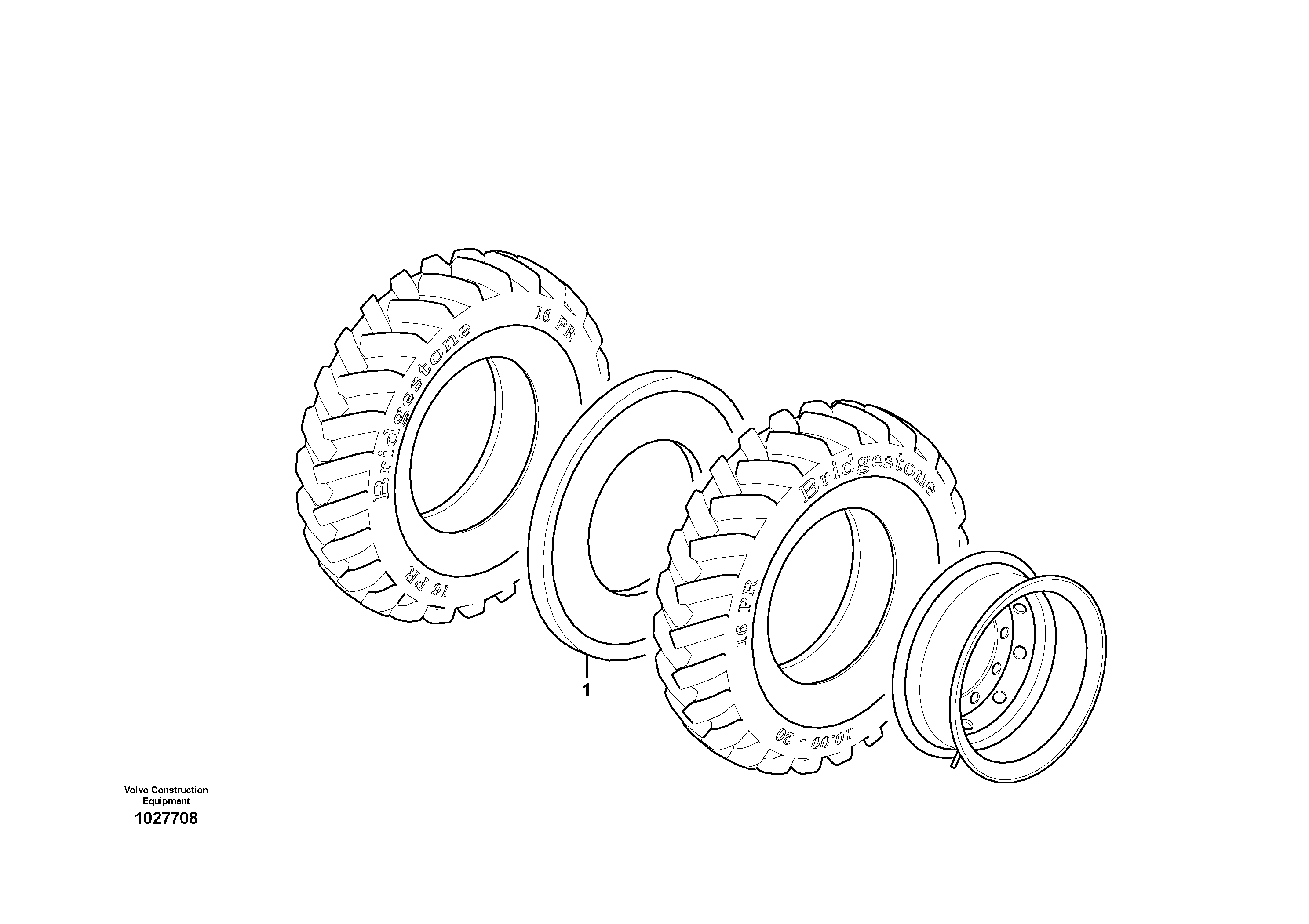 Схема запчастей Volvo EW180C - 61946 Wheel and tire EW180C