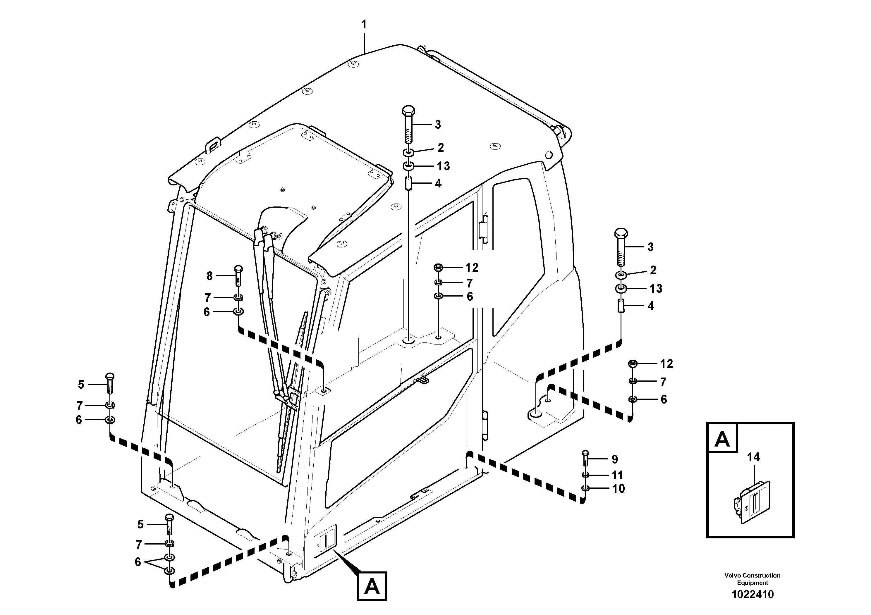 Схема запчастей Volvo EW180C - 76132 Cab mount EW180C