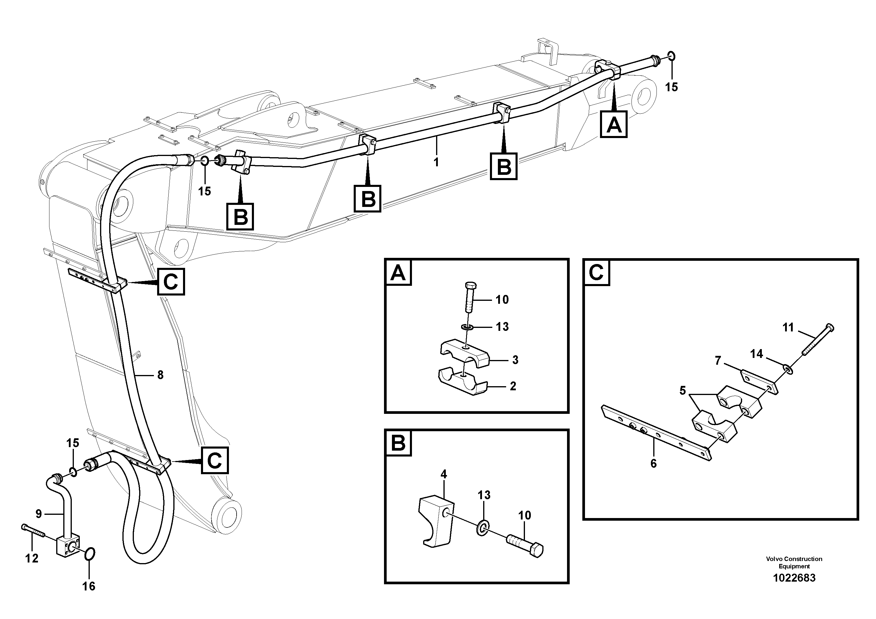 Схема запчастей Volvo EW180C - 26717 Working hydraulic, oil leak on adjustable boom EW180C