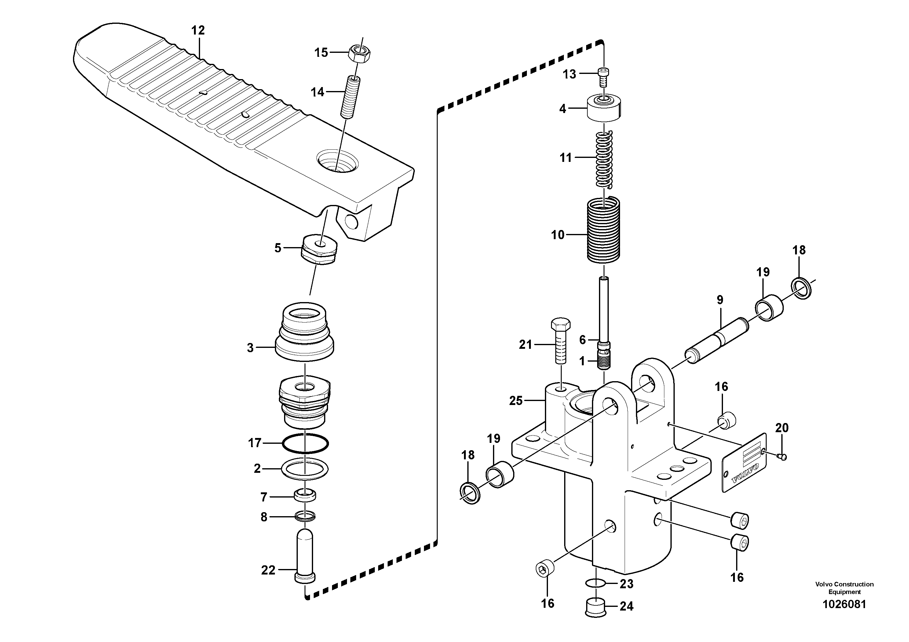 Схема запчастей Volvo EW180C - 17470 Remote control valve pedal, travel motor EW180C