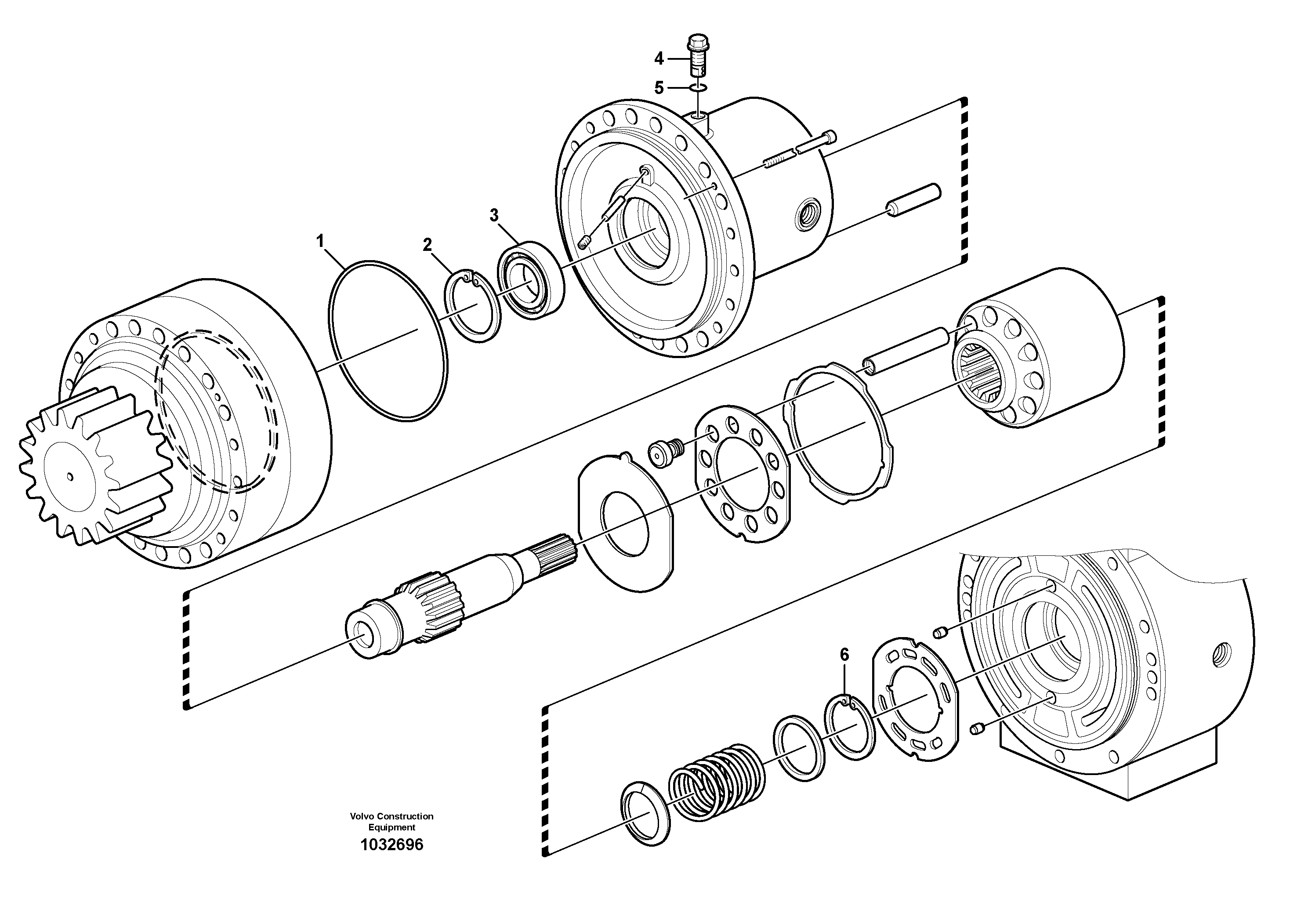 Схема запчастей Volvo EW180C - 17551 Slew motor, drive unit EW180C