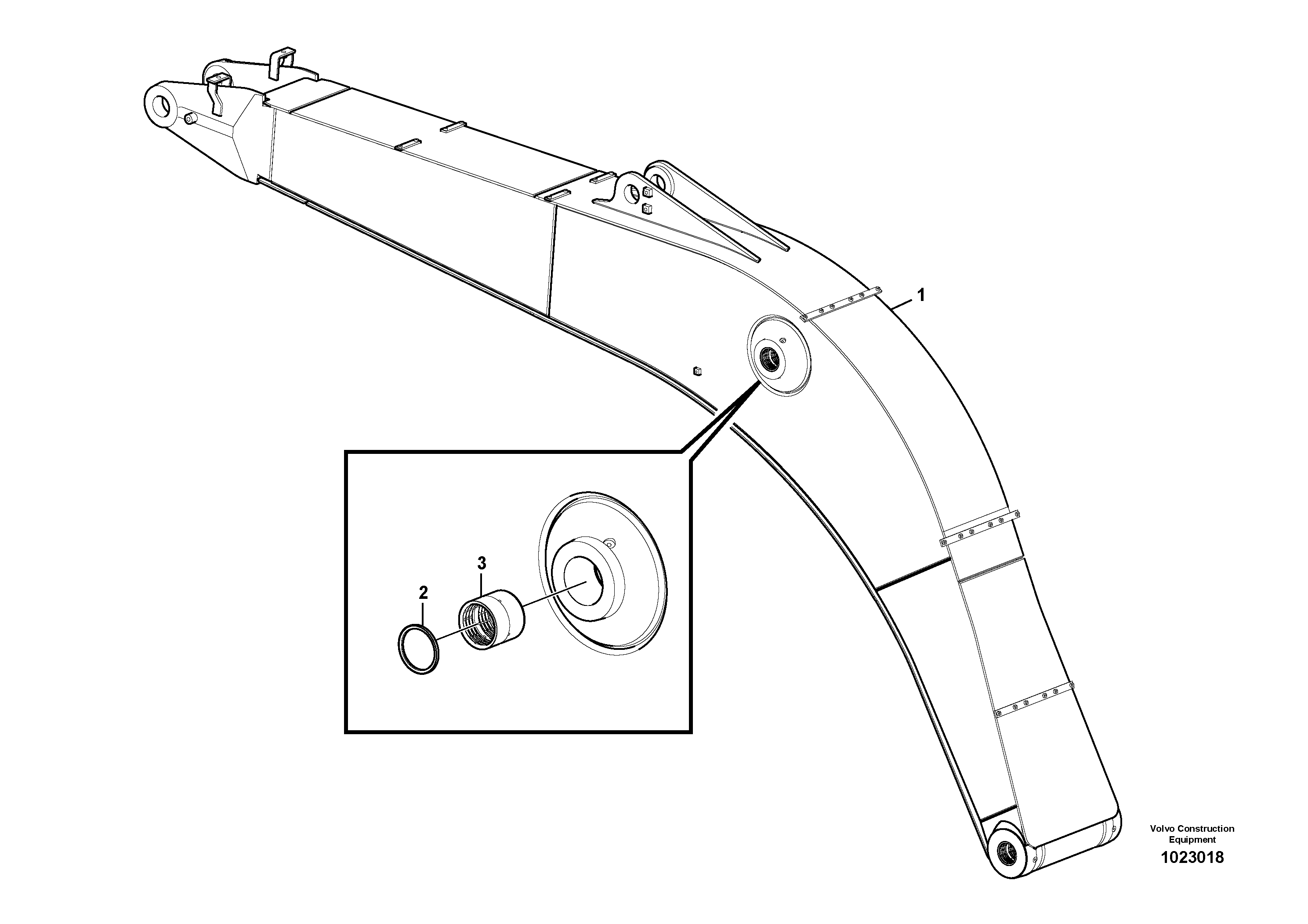 Схема запчастей Volvo EW180C - 1666 Boom and grease piping EW180C