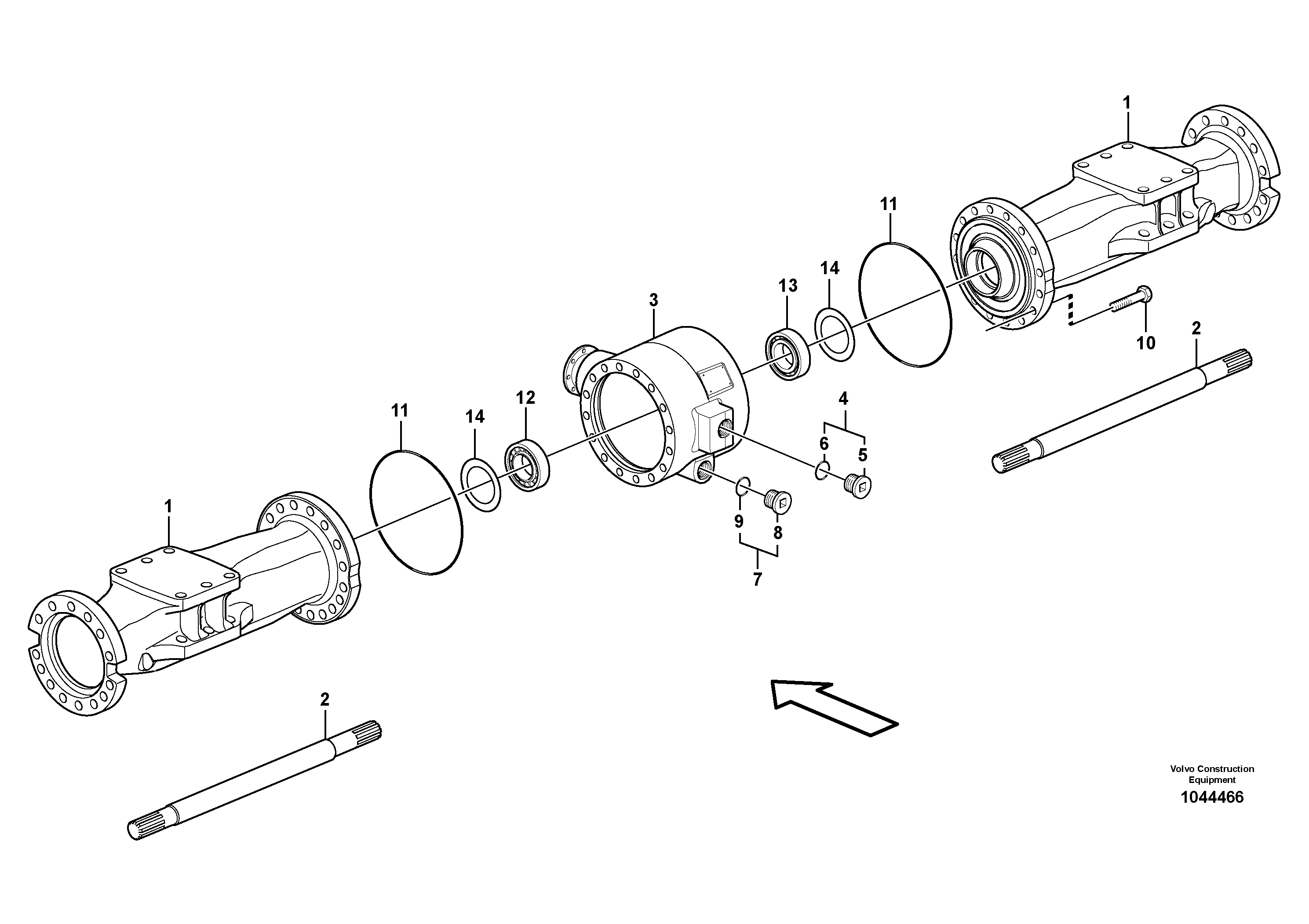 Схема запчастей Volvo EW210C - 85055 Rear axle, Axle casing EW210C