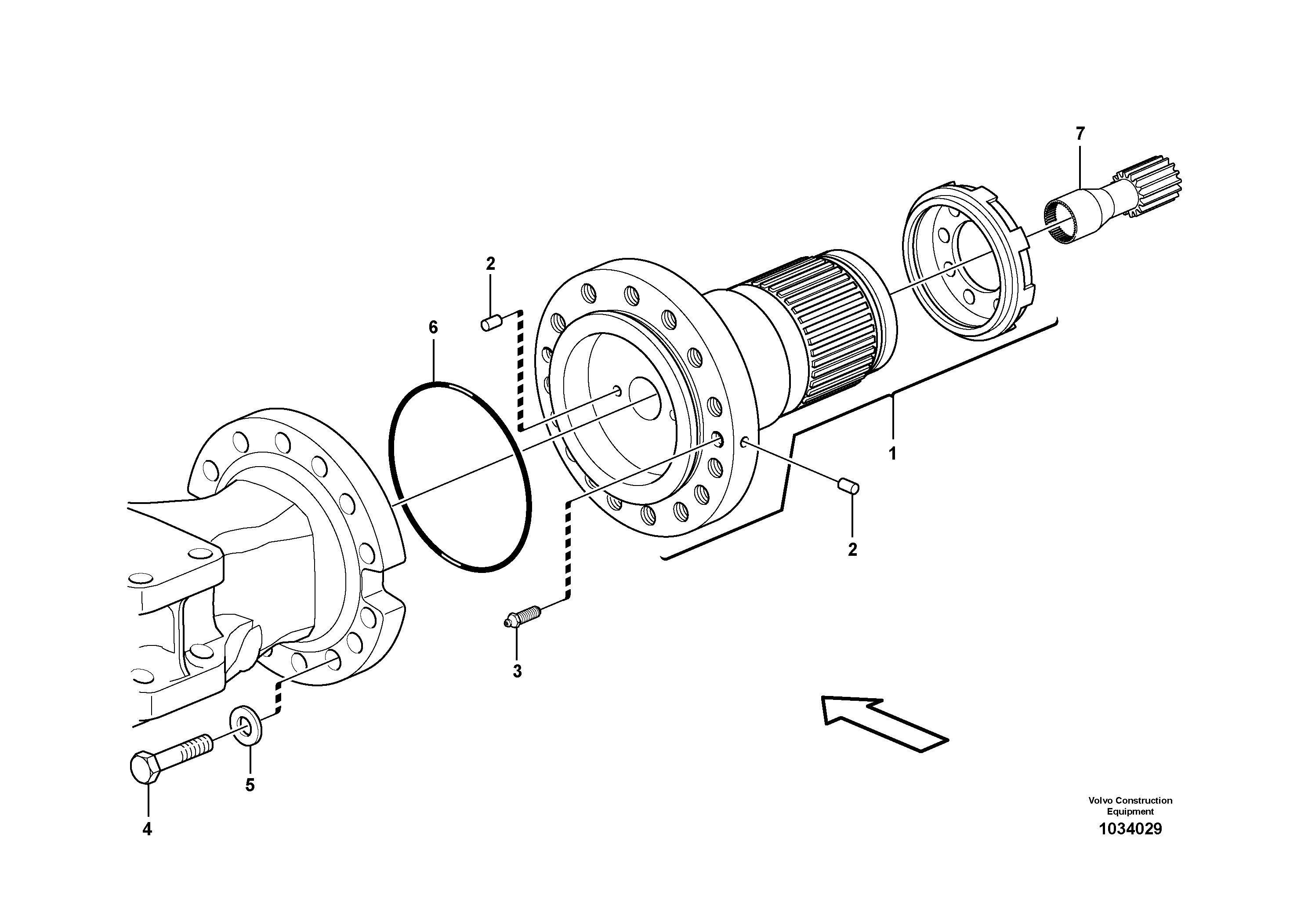 Схема запчастей Volvo EW210C - 86806 Мост задний, опорный вал EW210C