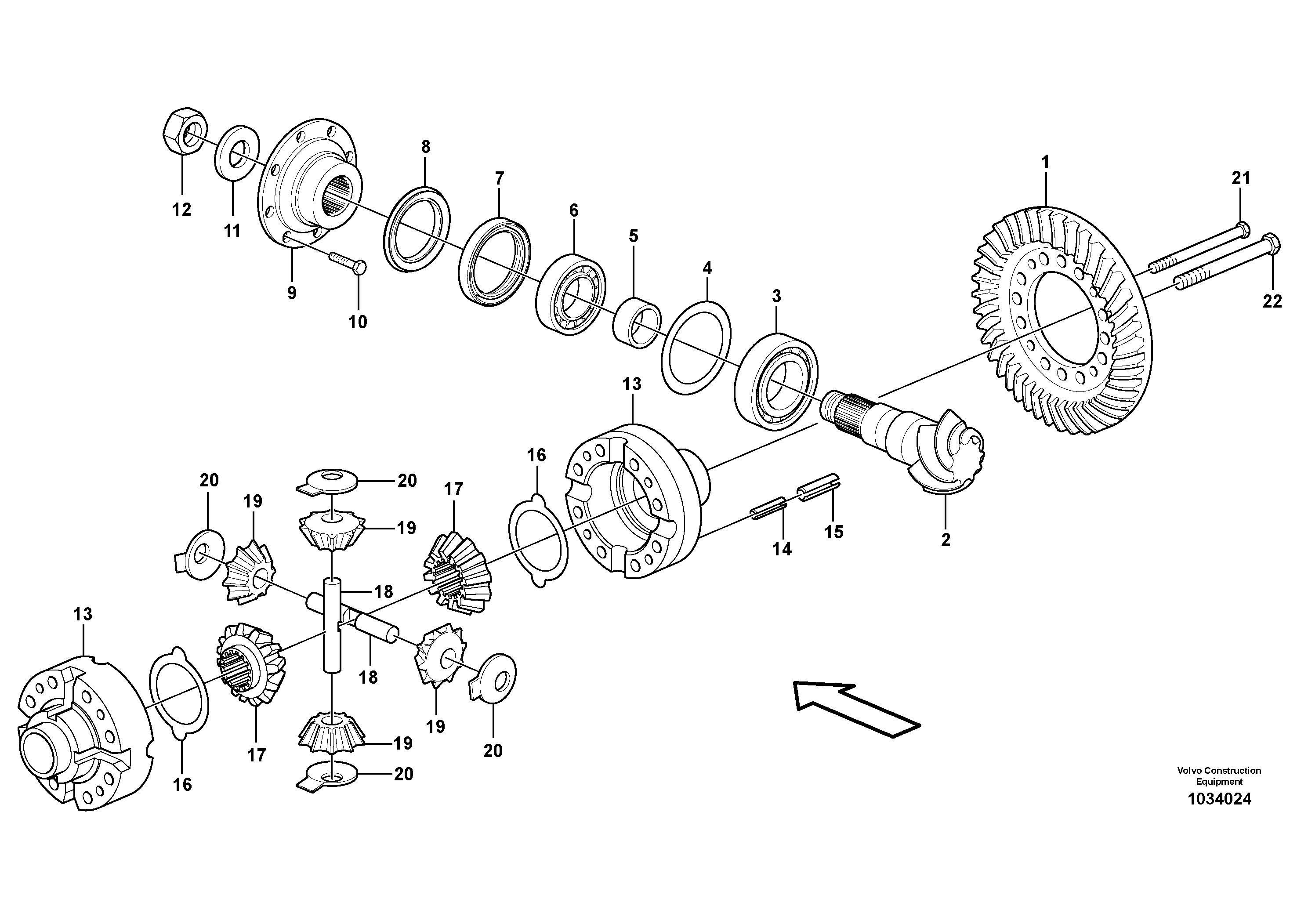 Схема запчастей Volvo EW210C - 98935 Rear axle, Differential EW210C