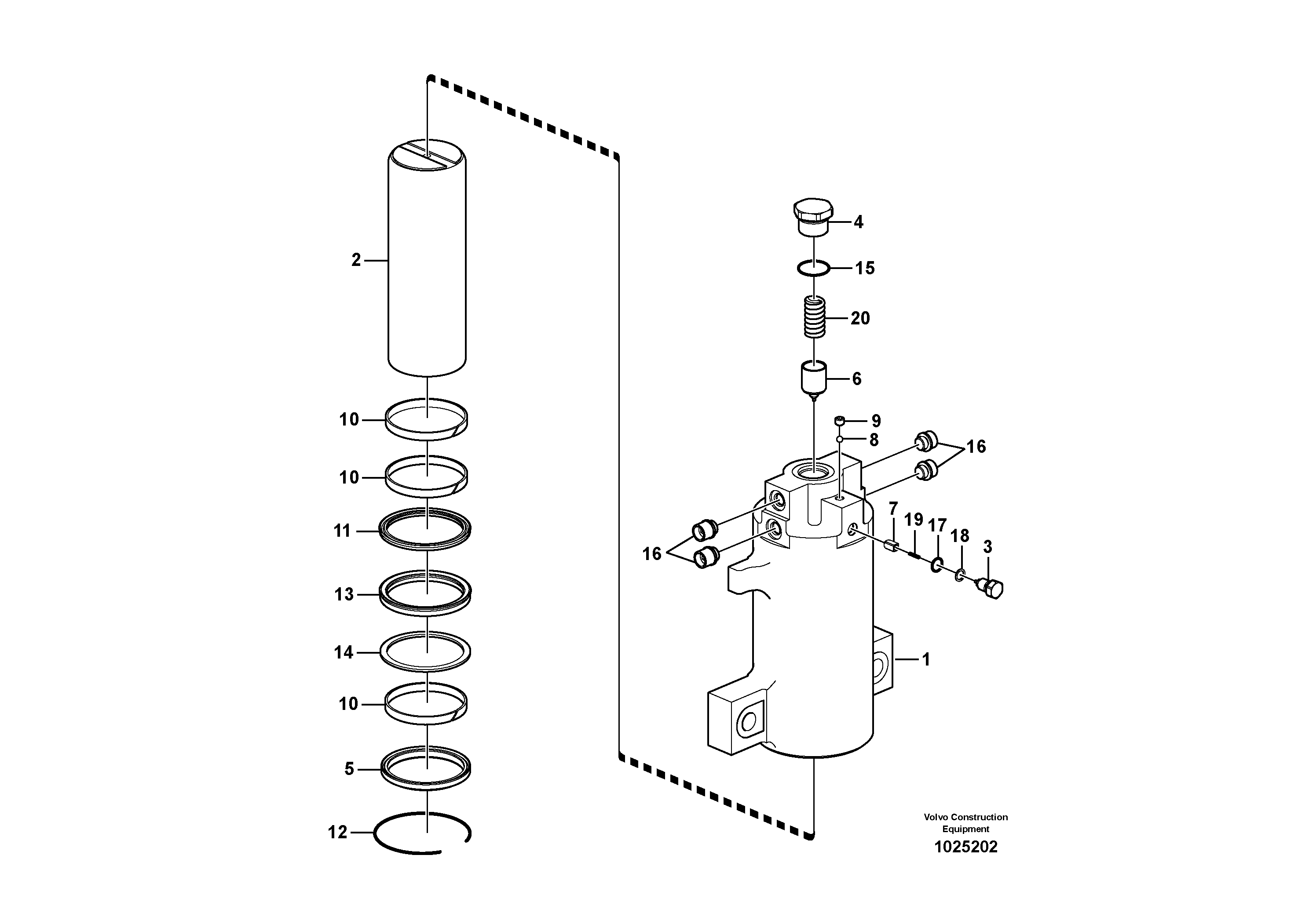Схема запчастей Volvo EW210C - 95432 Oscillating system EW210C