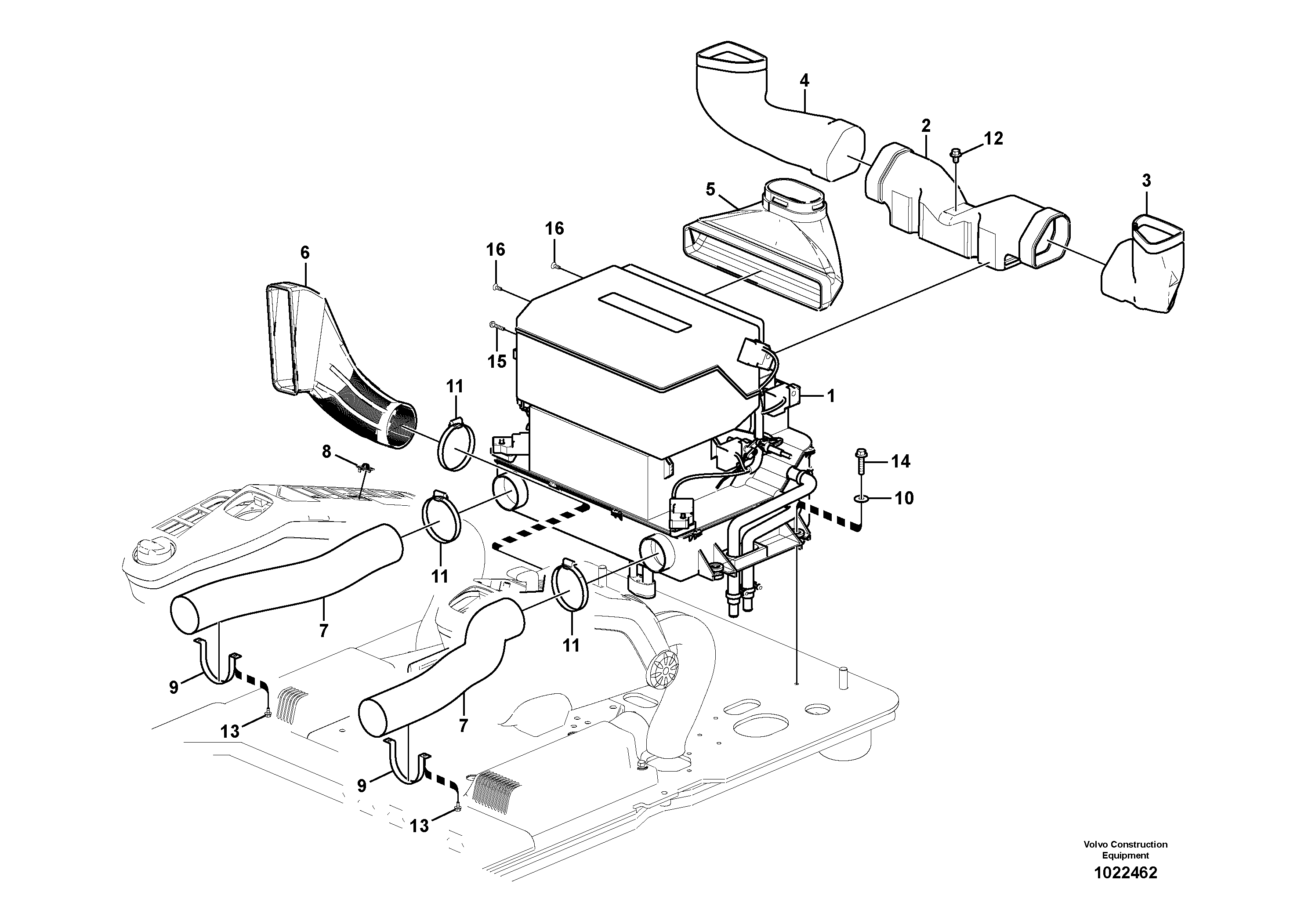 Схема запчастей Volvo EW210C - 89890 Air duct in cabin and cabin floor EW210C