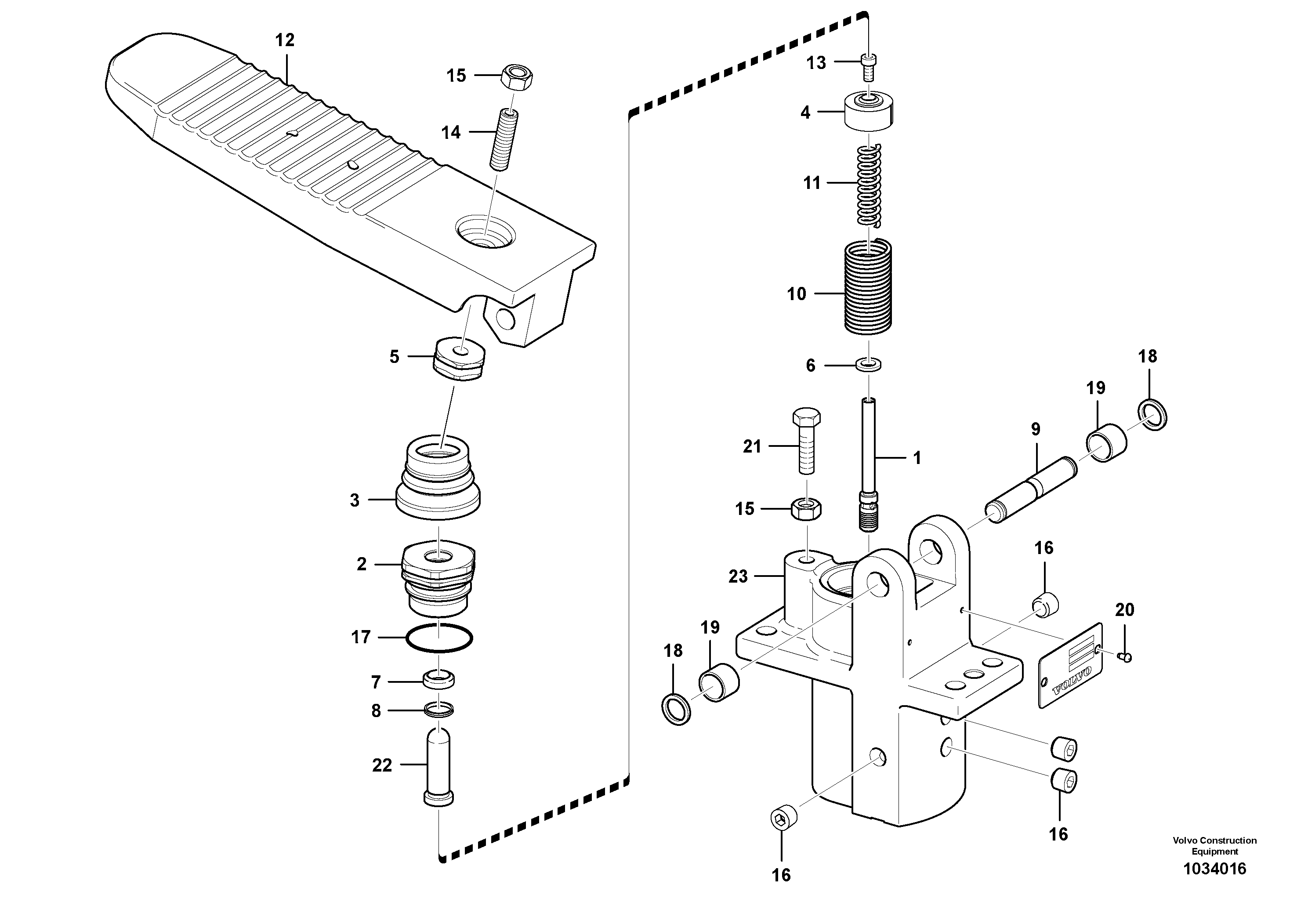 Схема запчастей Volvo EW210C - 82742 Remote control valve pedal, travel motor EW210C