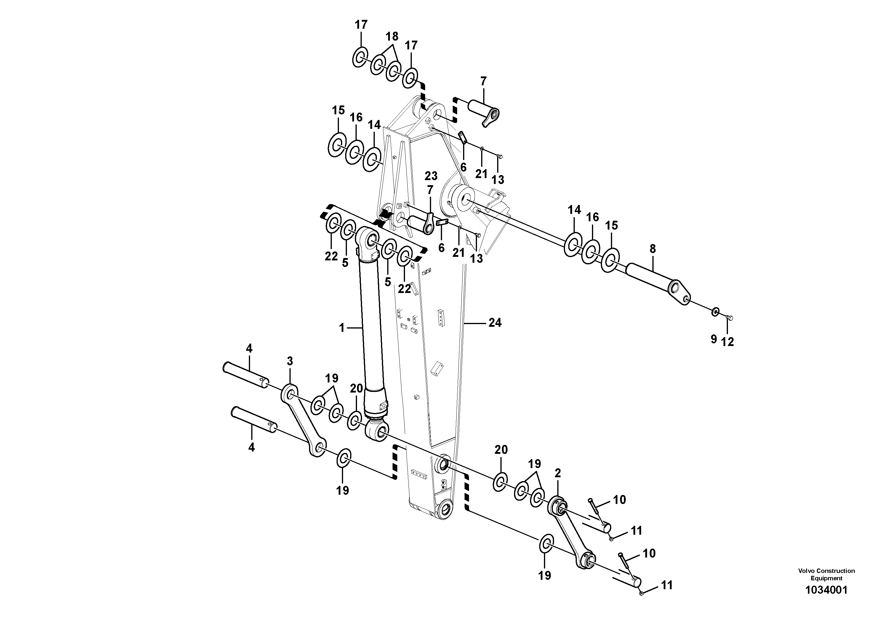 Схема запчастей Volvo EW210C - 88232 Links to dipper arm EW210C