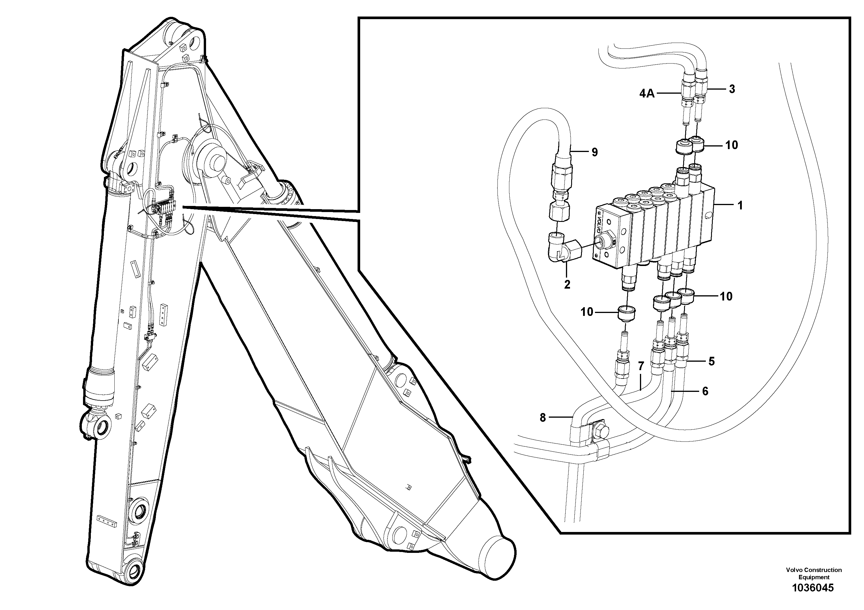 Схема запчастей Volvo EW210C - 84205 Distributor set, arm EW210C