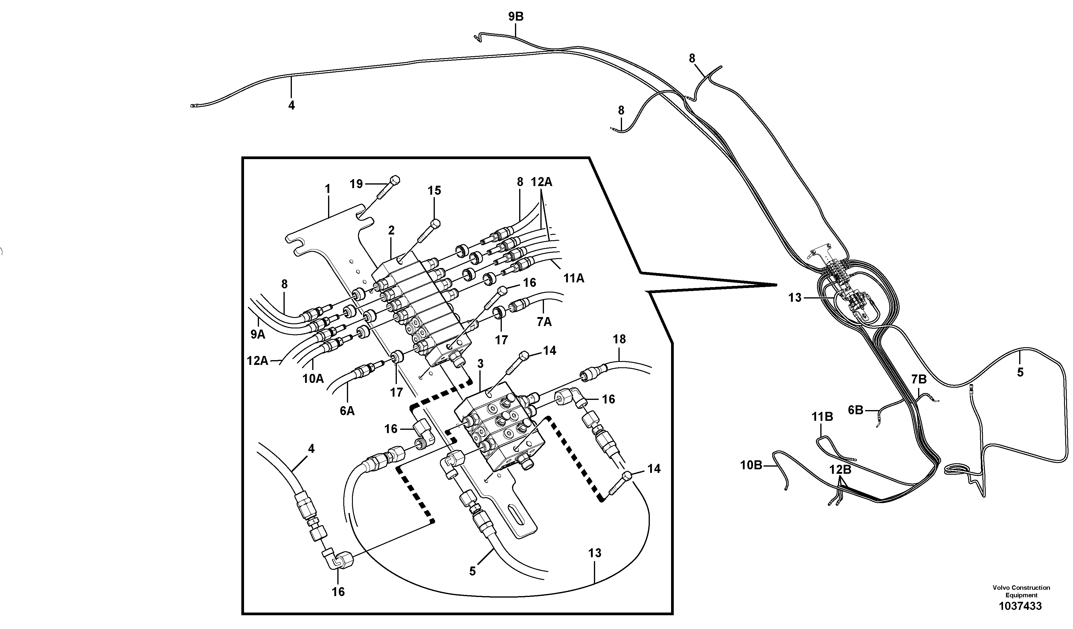 Схема запчастей Volvo EW210C - 87126 Distributor set, boom EW210C