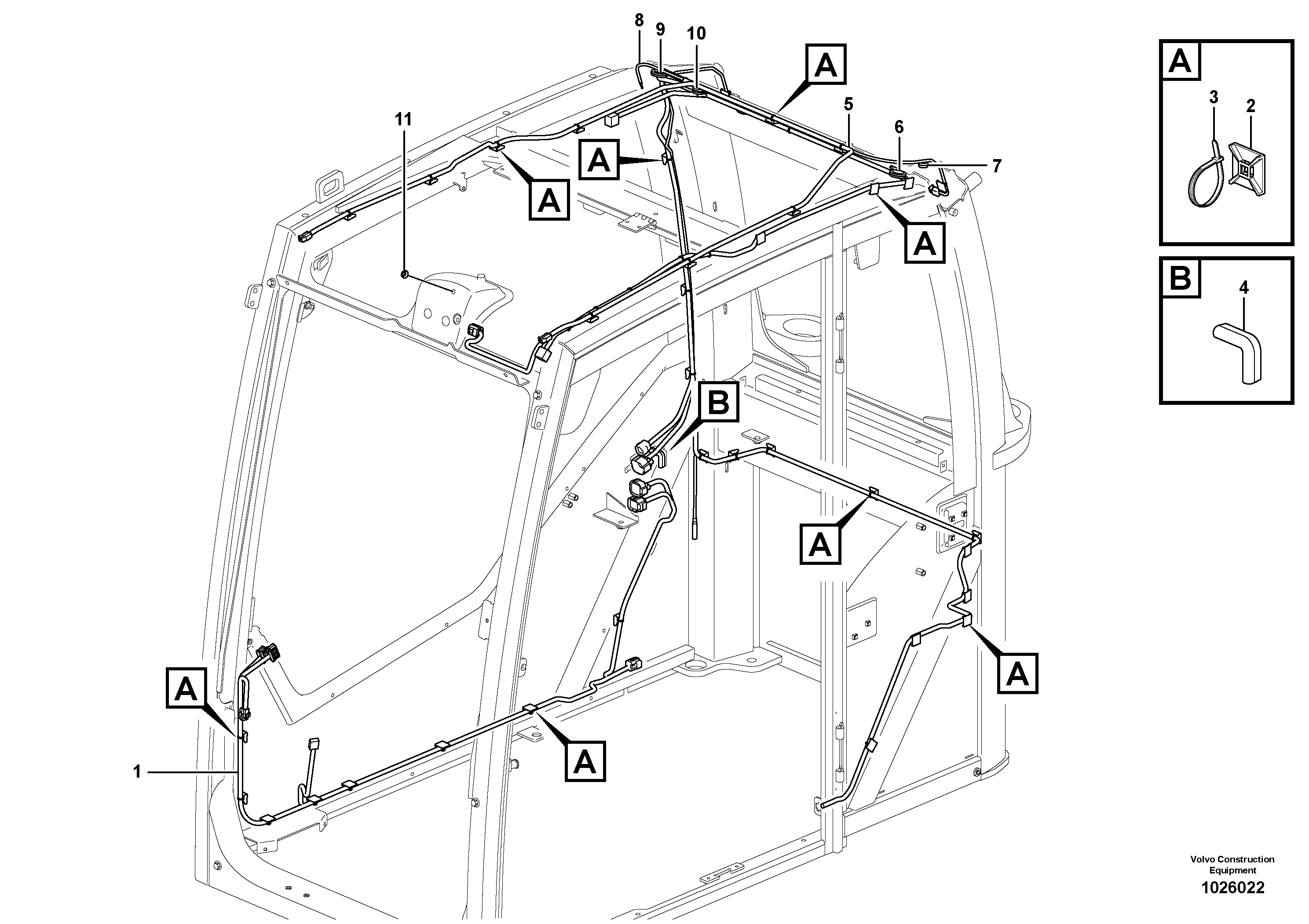 Схема запчастей Volvo EW210C - 85102 Cable harnesses, cab EW210C