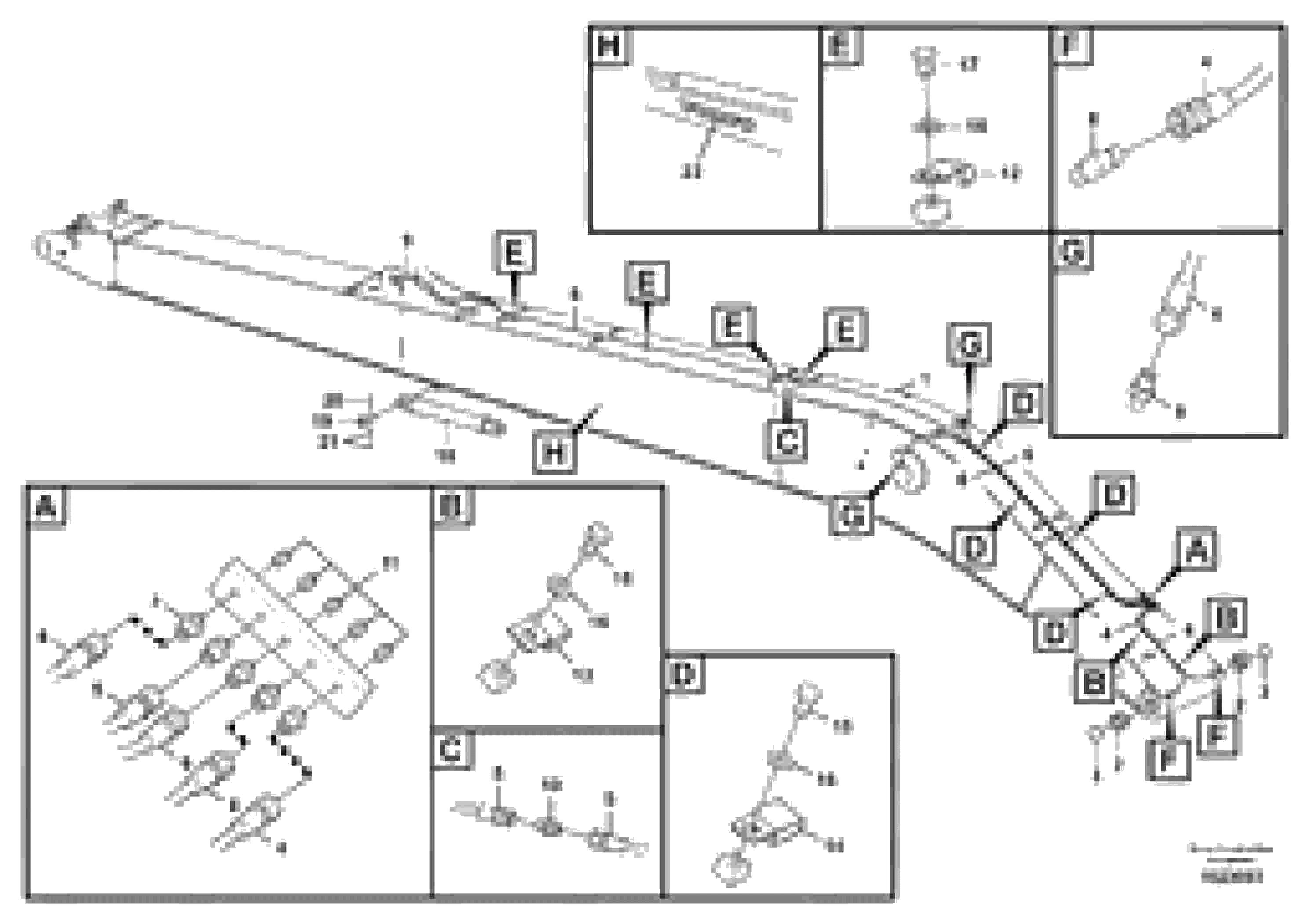 Схема запчастей Volvo EC240C - 89552 Boom and grease piping, long reach EC240C