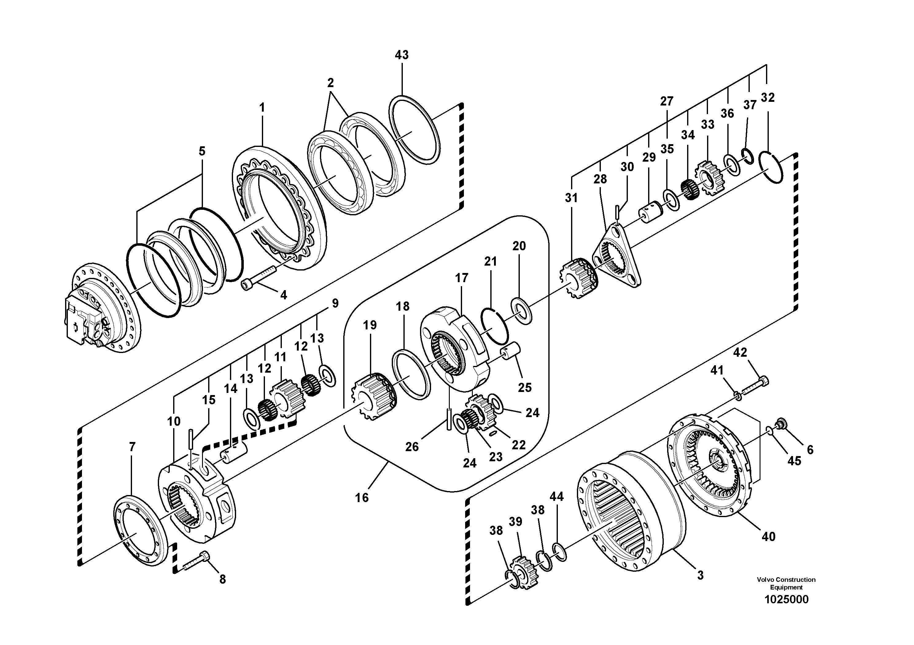 Схема запчастей Volvo EC240C - 103042 Travel gearbox EC240C