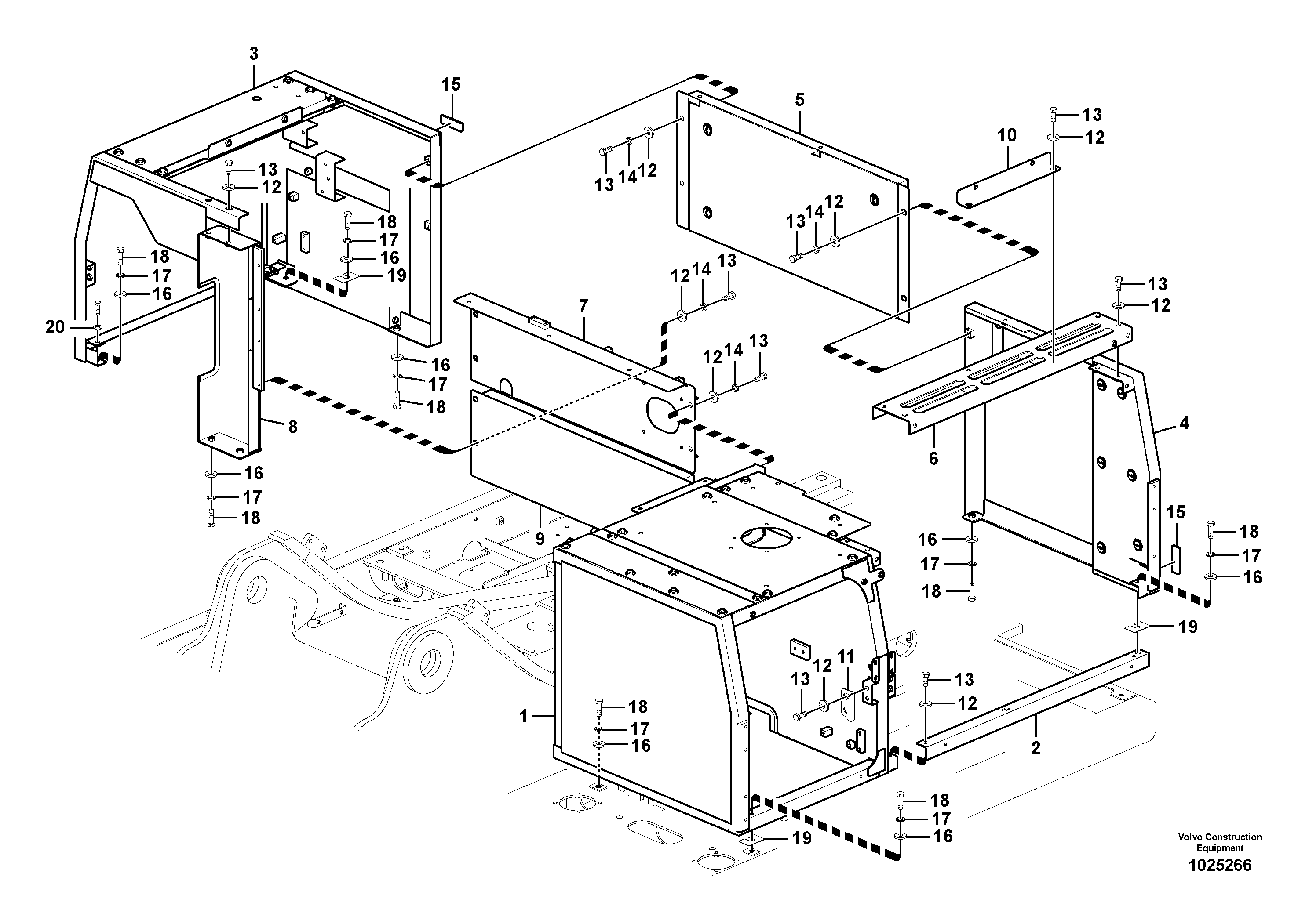 Схема запчастей Volvo EC240C - 69943 Cowl frame EC240C