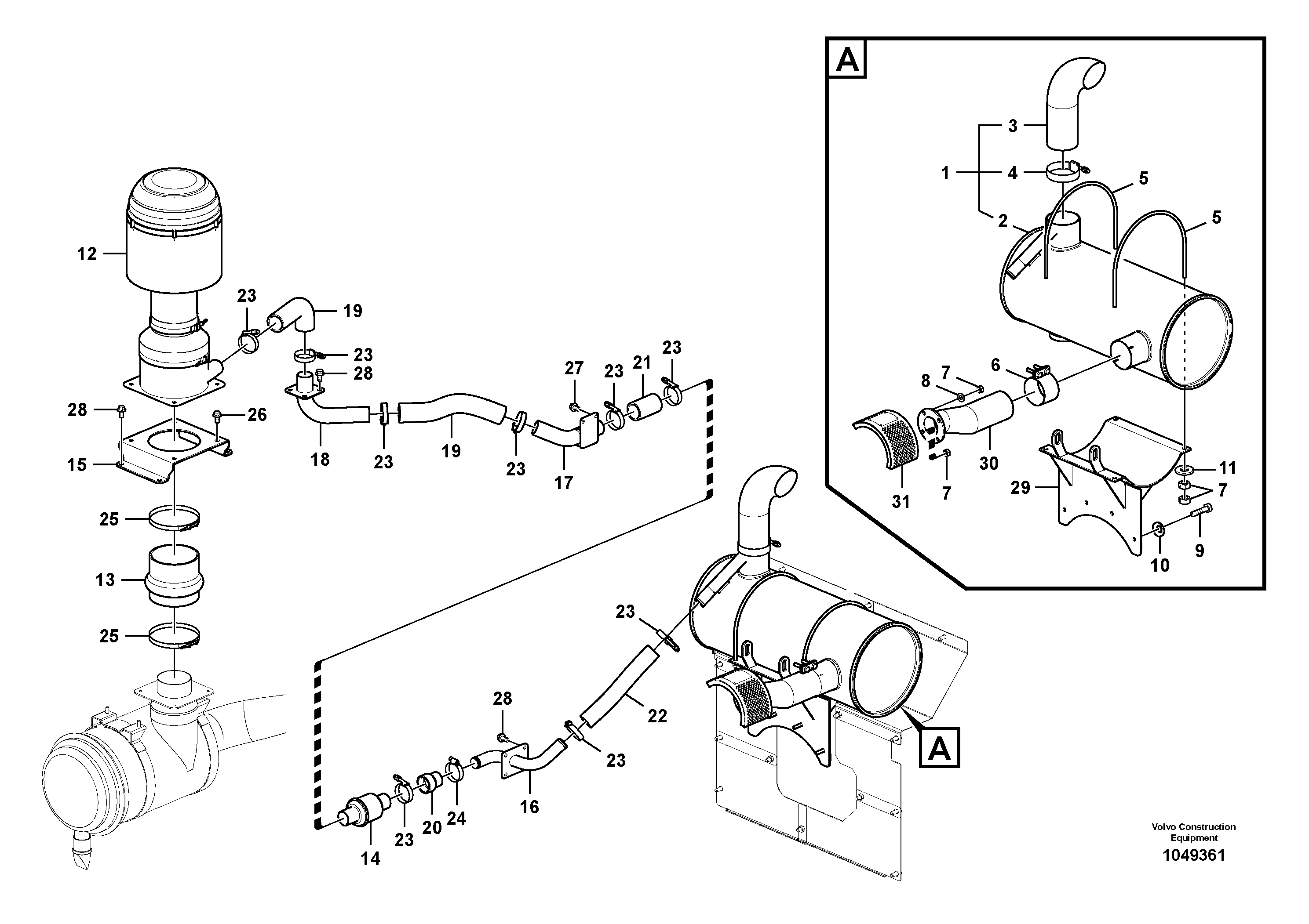 Схема запчастей Volvo EC240C - 69942 Inlet system, pre-cleaner EC240C