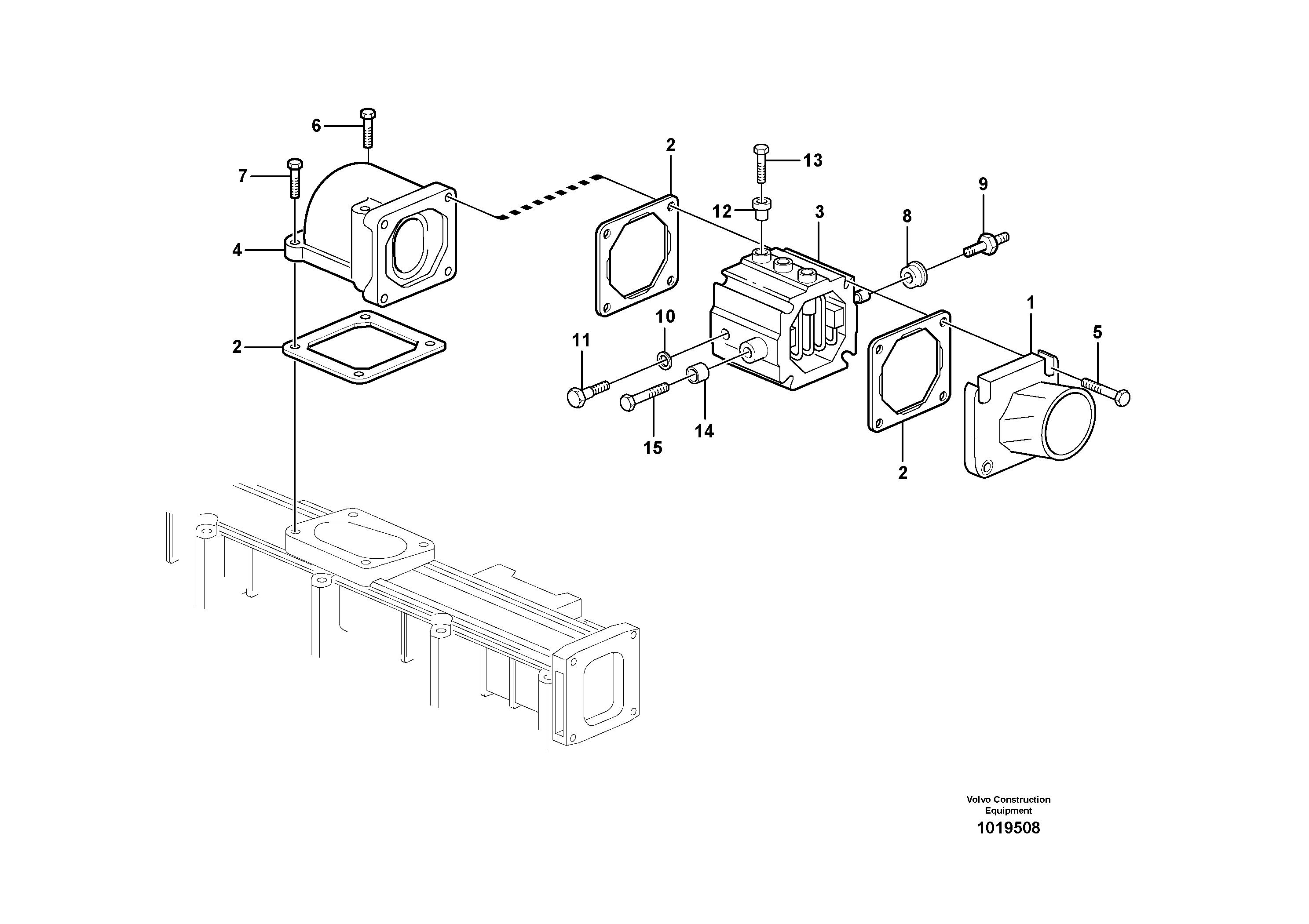 Схема запчастей Volvo EC240C - 33129 Pre-heater with fitting parts EC240C