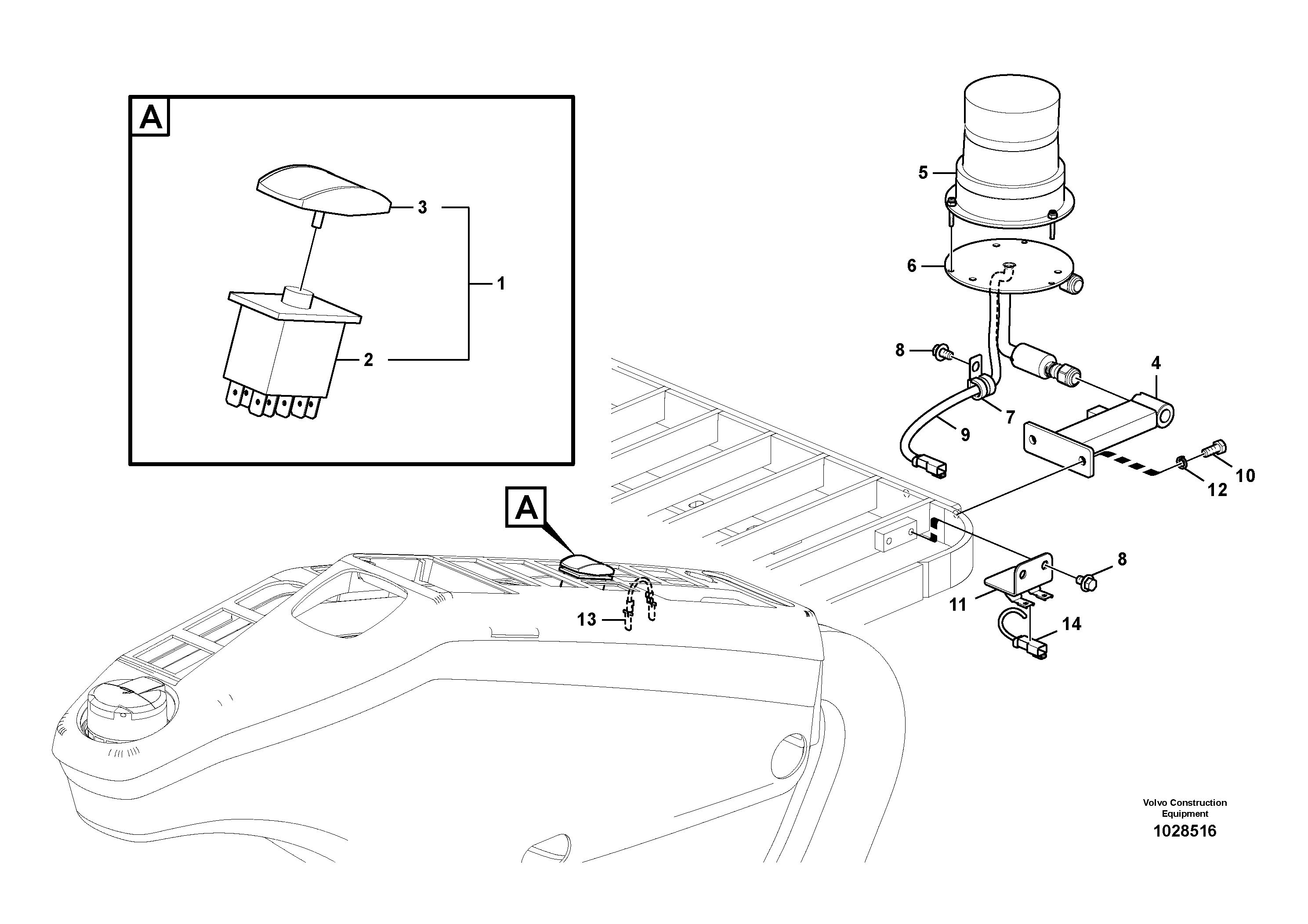 Схема запчастей Volvo EC290C - 61364 Strobe light EC290C