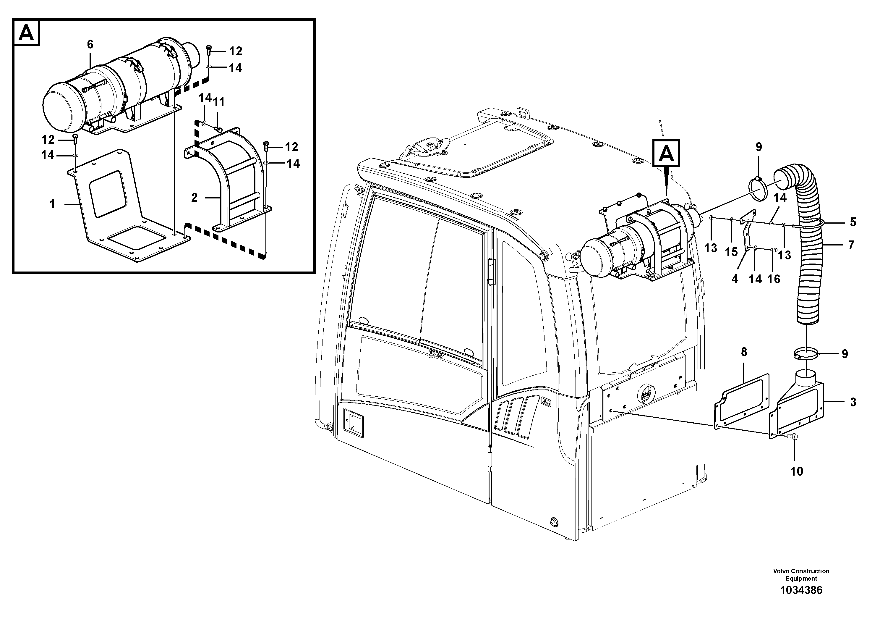 Схема запчастей Volvo EC330C - 62885 Air filter, mounting EC330C