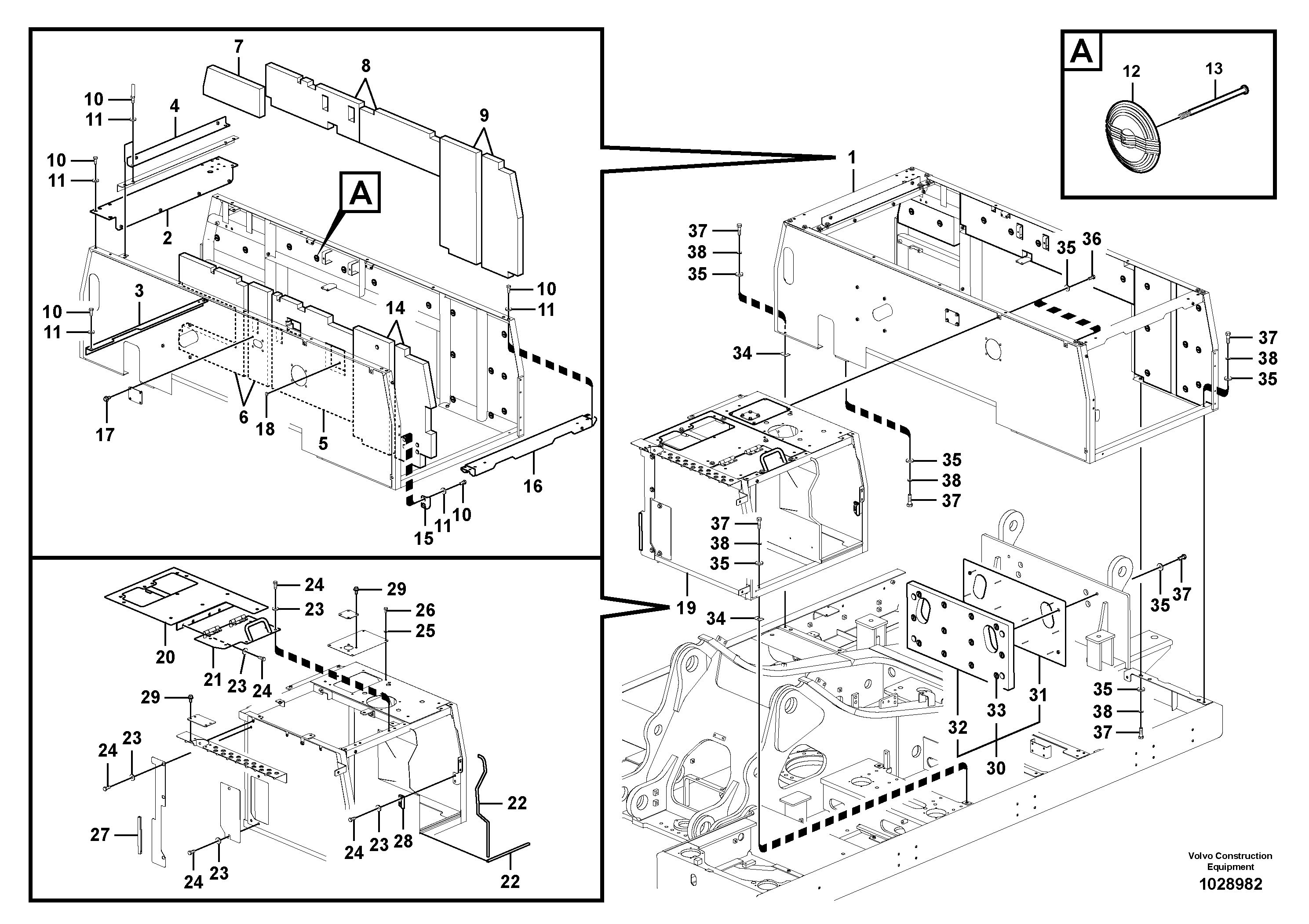 Схема запчастей Volvo EC330C - 39963 Cowl frame EC330C