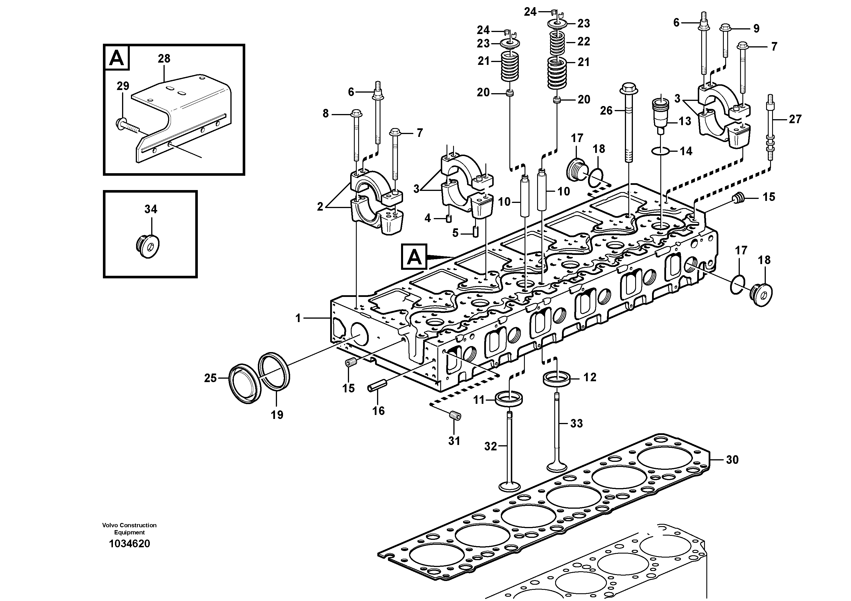 Схема запчастей Volvo EC330C - 62537 Головка блока цилиндров EC330C