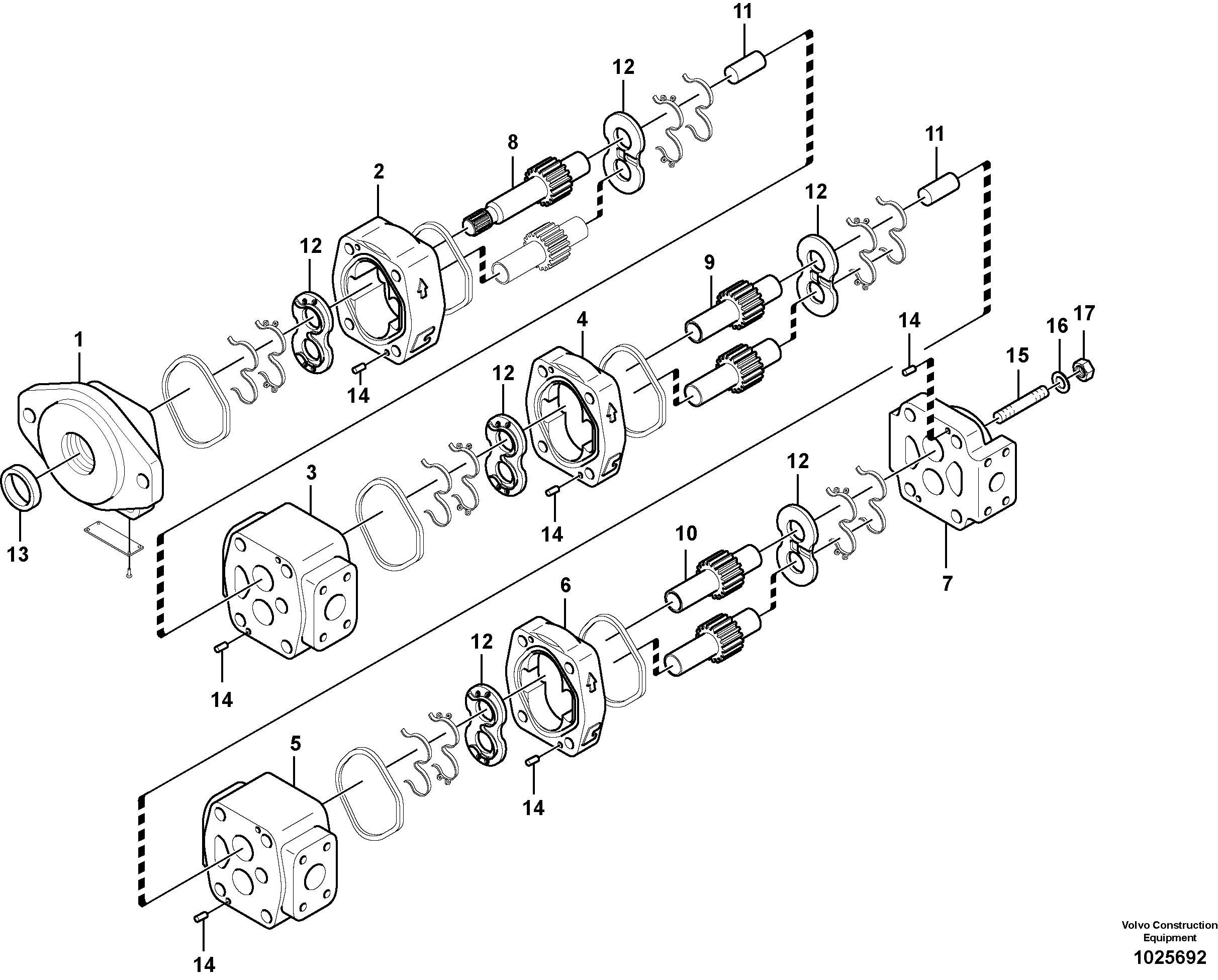 Схема запчастей Volvo EC330C - 60211 Hydraulic gear pump for quickfit and rotator EC330C