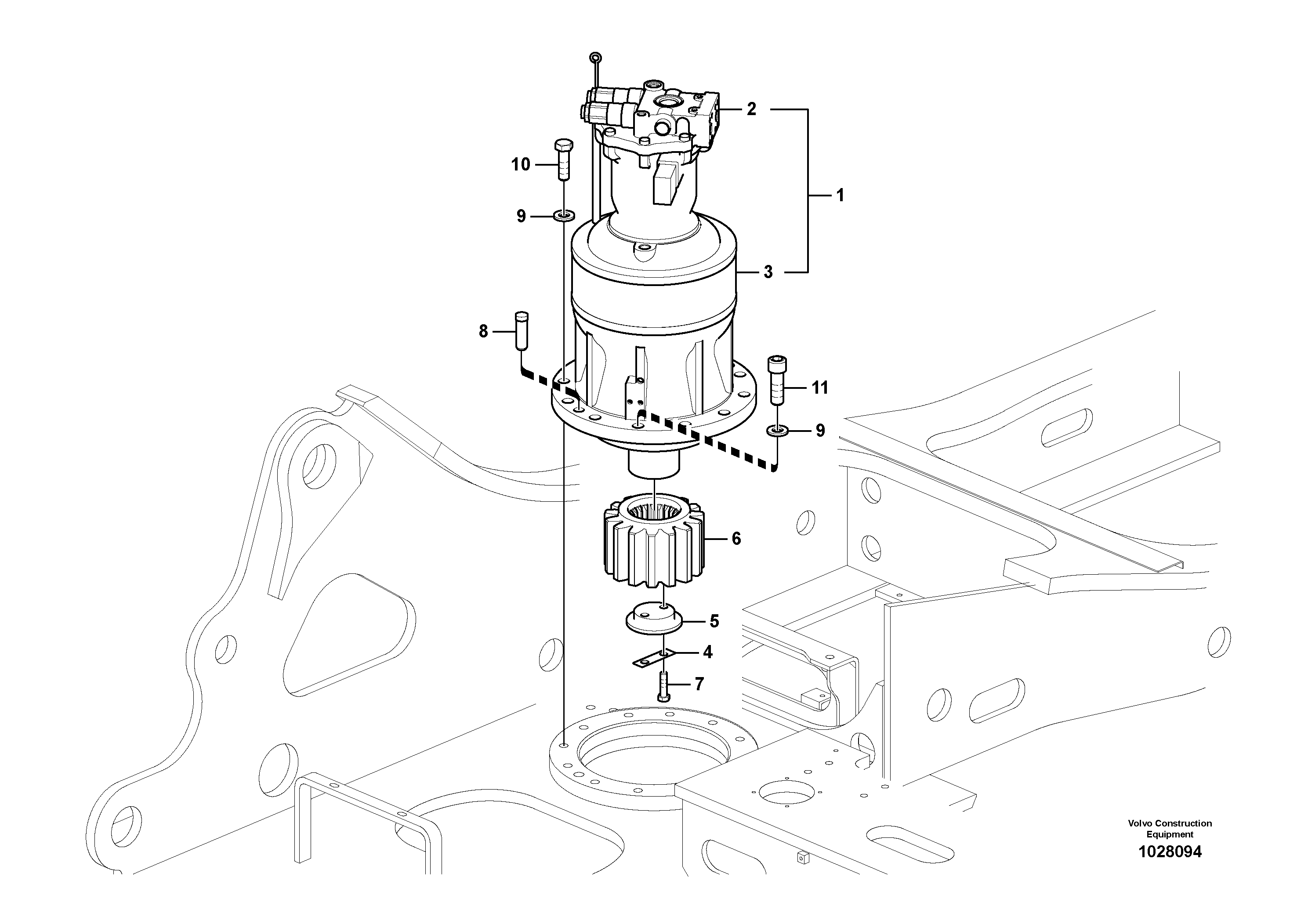 Схема запчастей Volvo EC360C - 104738 Swing motor with mounting parts EC360C