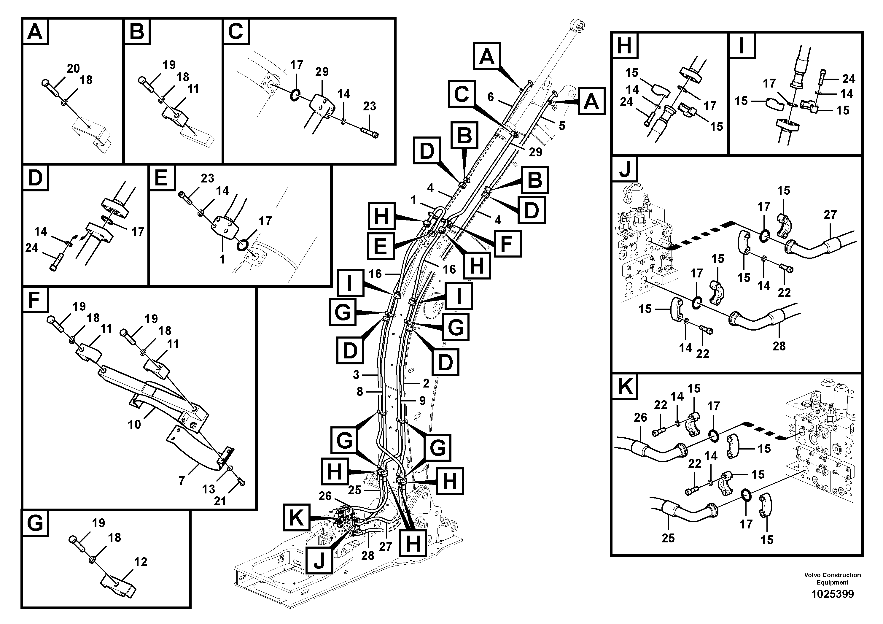 Схема запчастей Volvo EC360C - 40172 Working hydraulic, dipper arm cylinder on boom EC360C