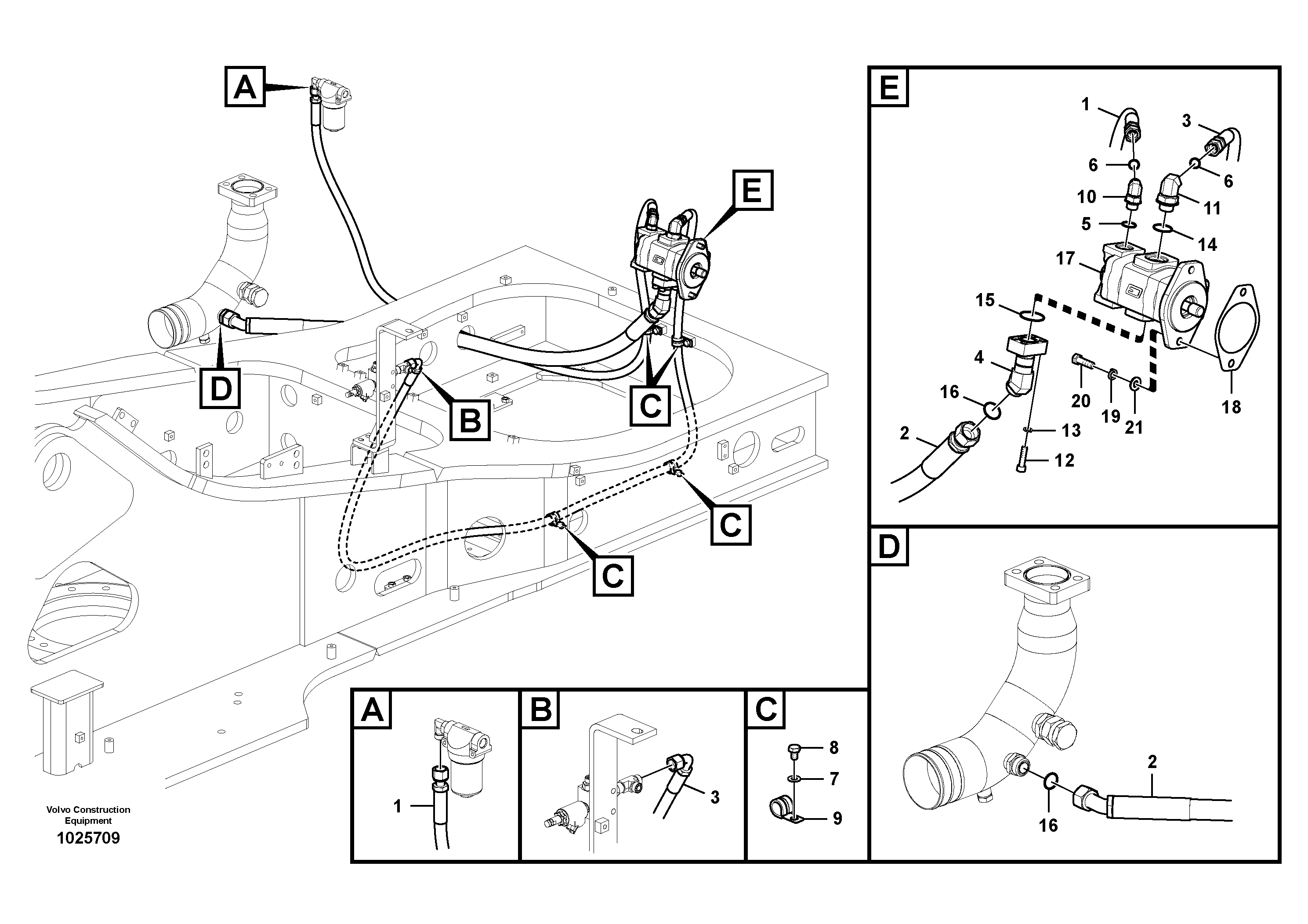 Схема запчастей Volvo EC360C - 50549 Working hydraulic, slope and rotator on upper frame EC360C