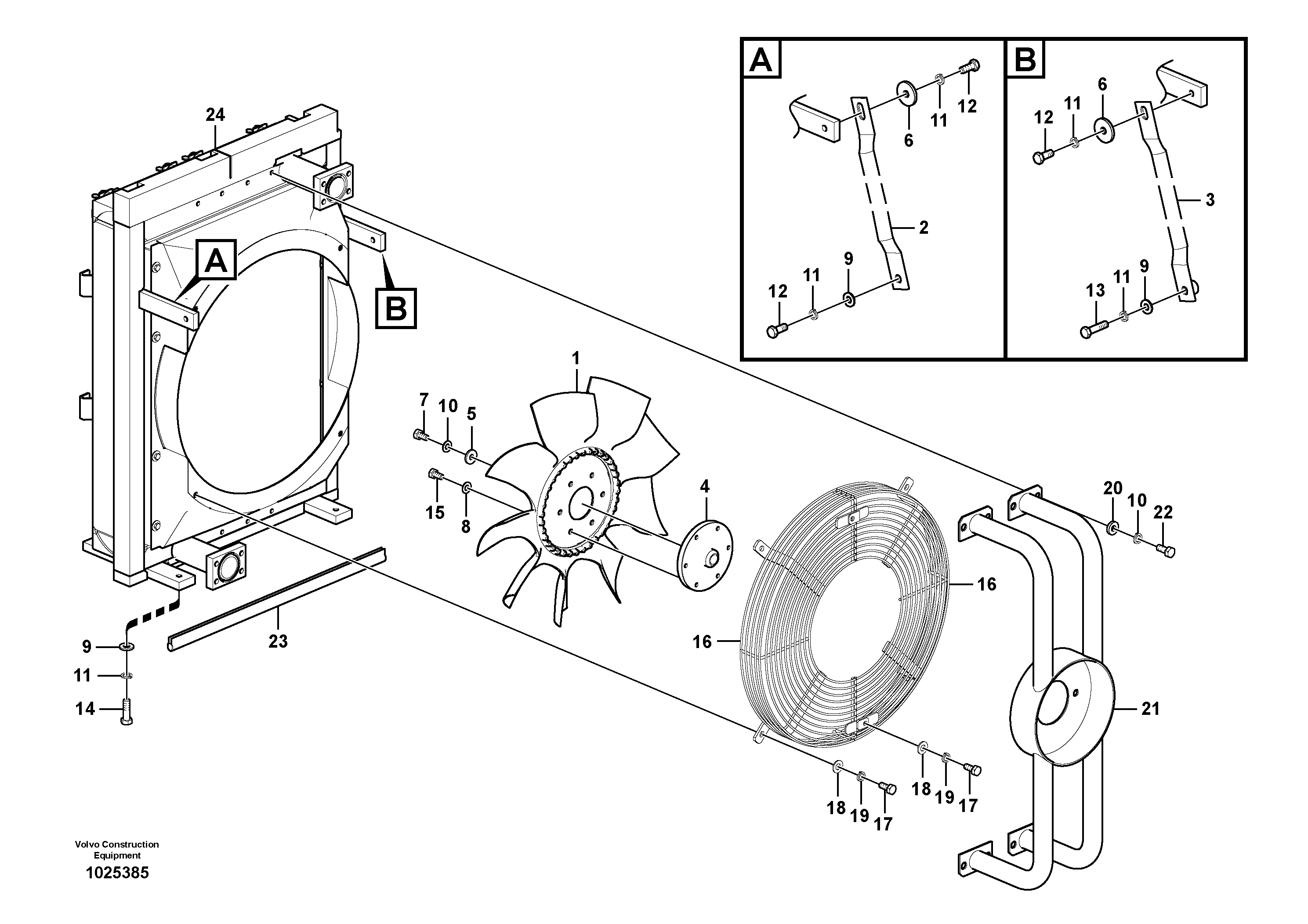 Схема запчастей Volvo EC360C - 88272 Hydraulic system, oil cooler mount EC360CHR HIGH REACH DEMOLITION