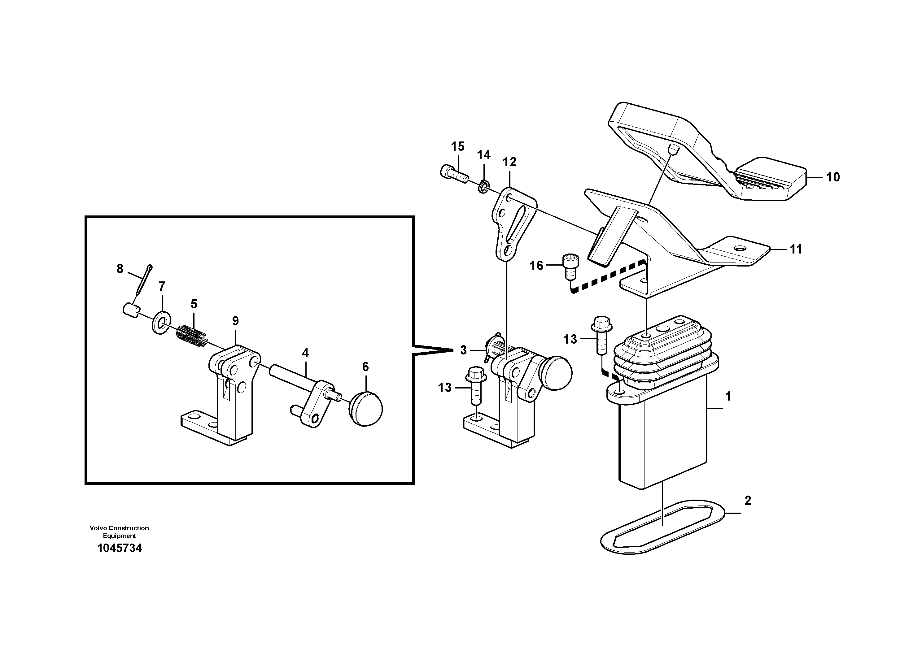 Схема запчастей Volvo EC360C - 92186 Working hydraulic, remote control valve pedal for hammer and shear EC360CHR HIGH REACH DEMOLITION