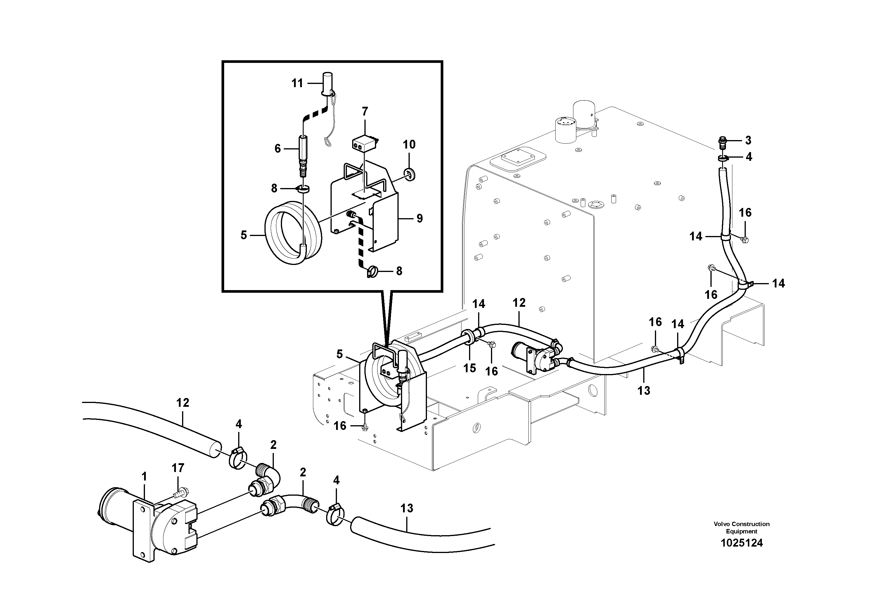 Схема запчастей Volvo EC360C - 99612 Fuel filling pump with assembling details EC360CHR HIGH REACH DEMOLITION