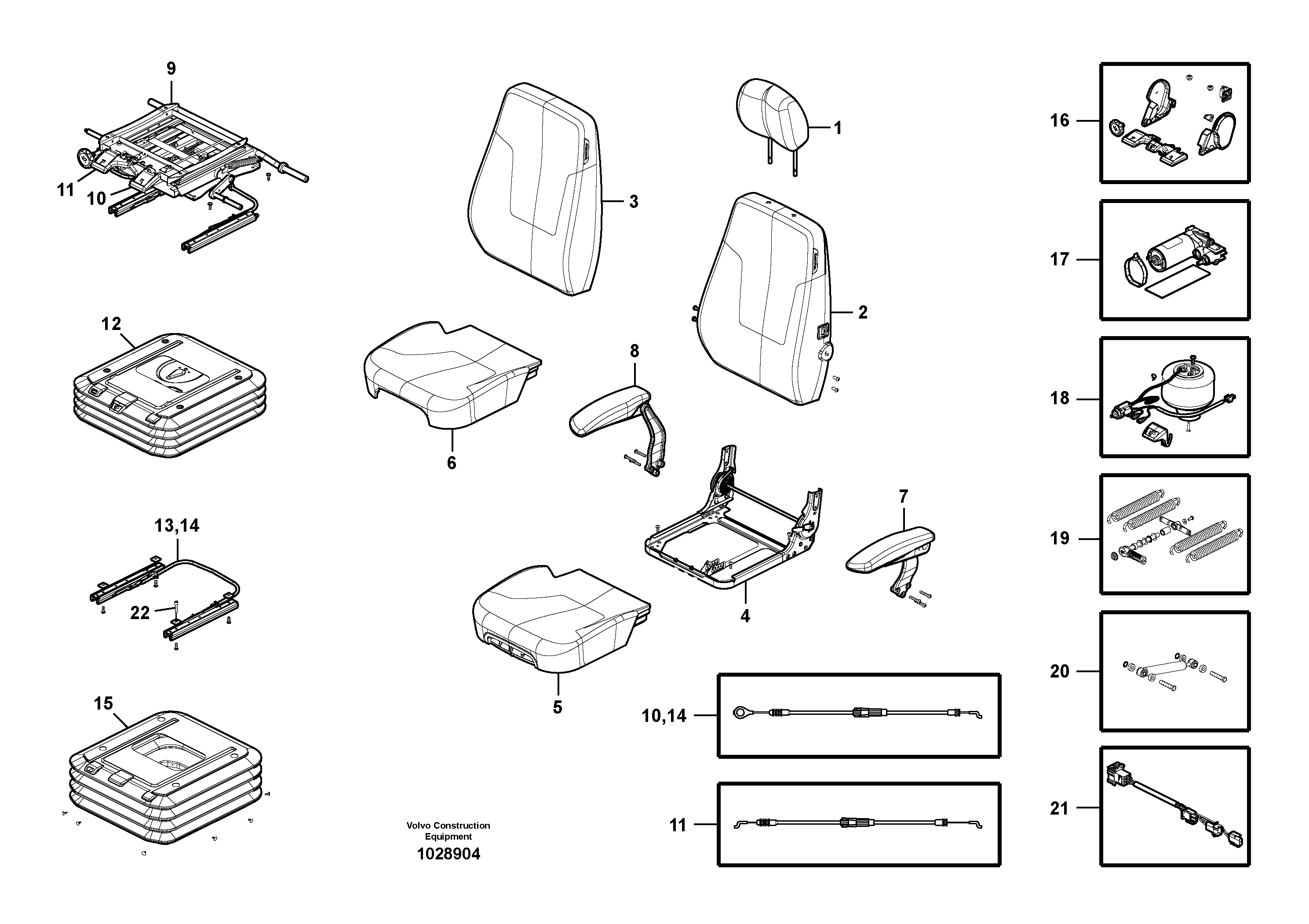 Схема запчастей Volvo EC360C - 87232 Operators seat EC360C S/N 115001-