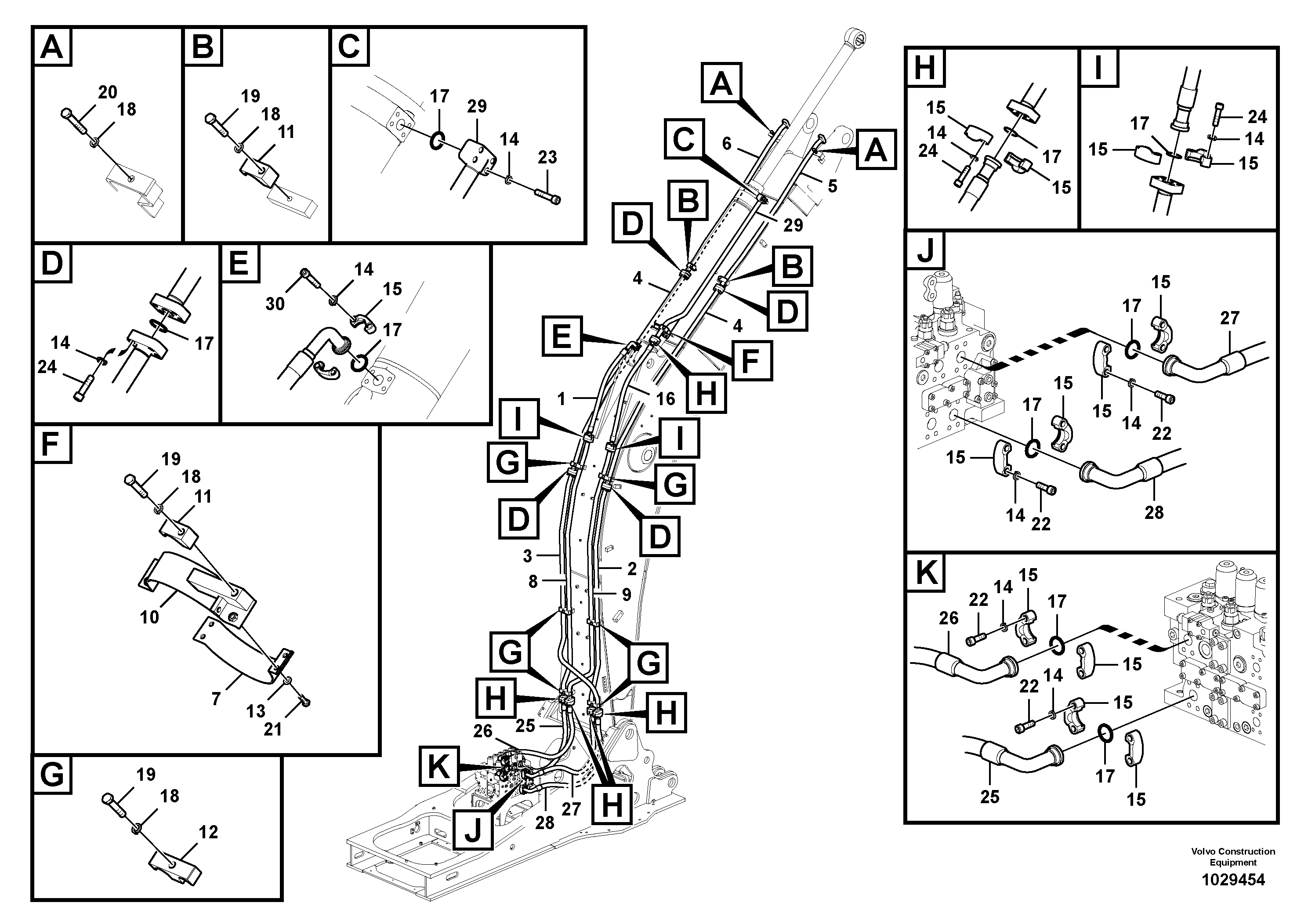 Схема запчастей Volvo EC360C - 41971 Working hydraulic, dipper arm cylinder on boom EC360C S/N 115001-