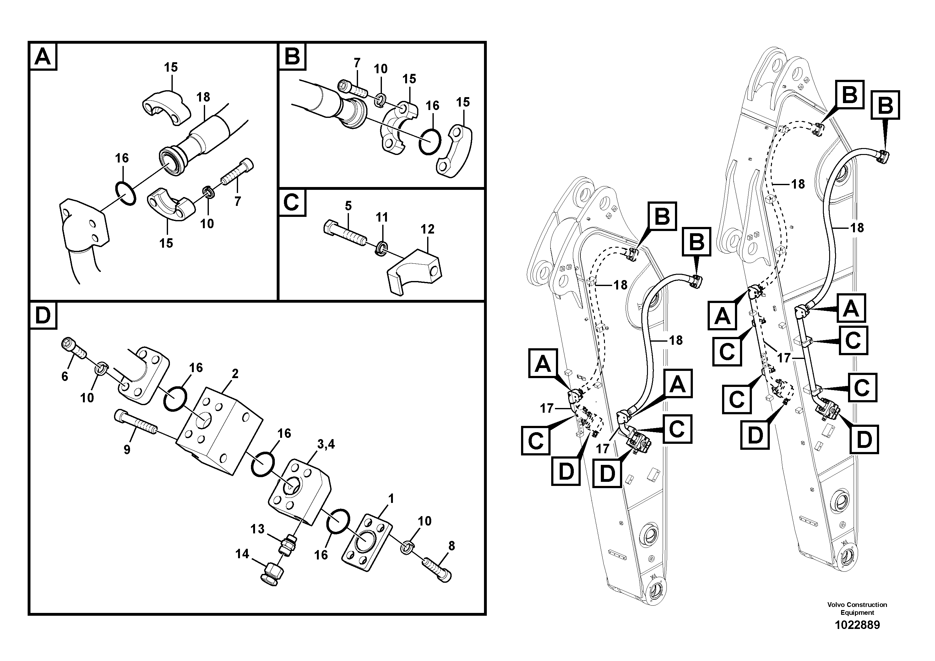 Схема запчастей Volvo EC360C - 77865 Working hydraulic, hammer and shear for dipper arm EC360C S/N 115001-