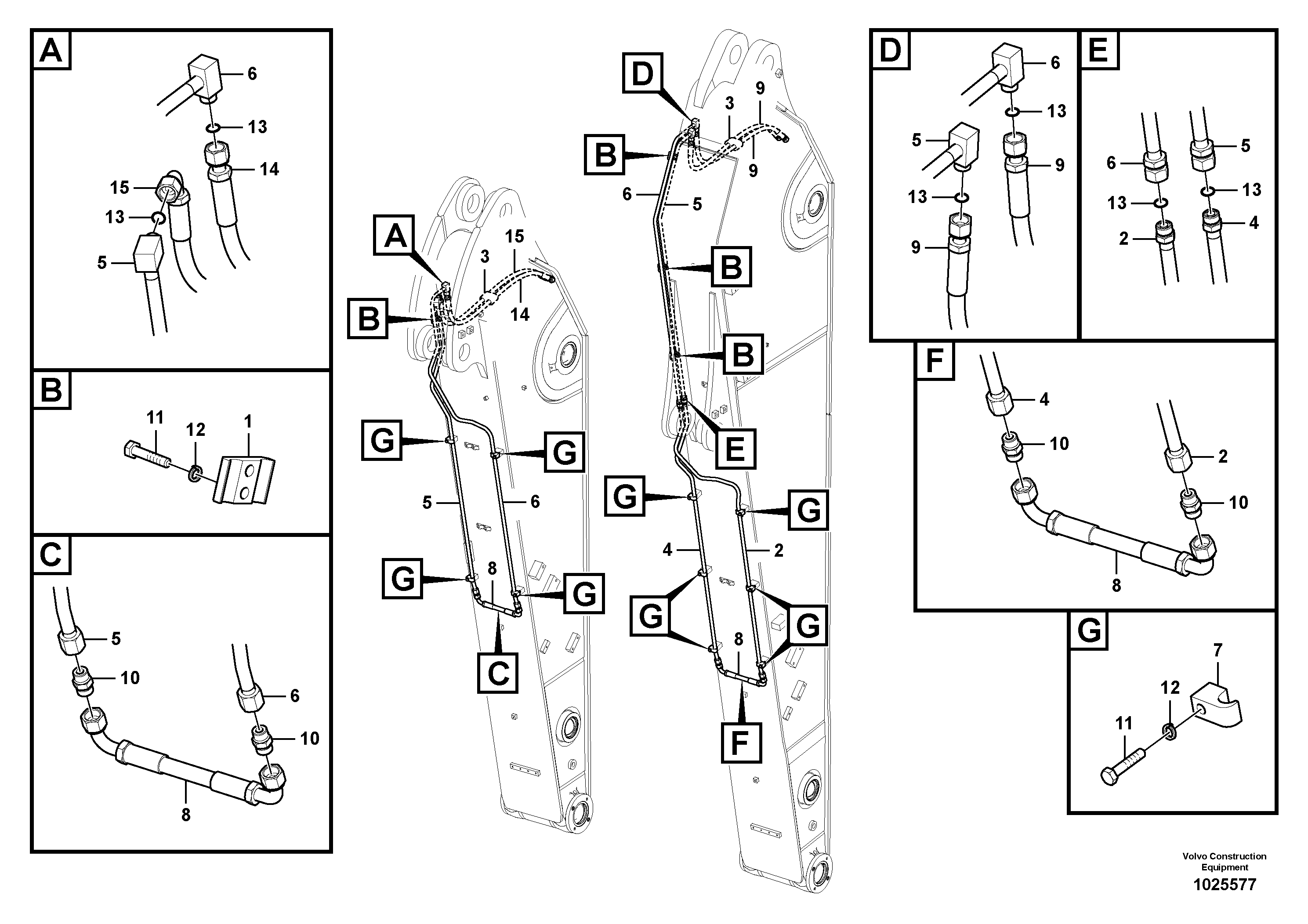 Схема запчастей Volvo EC360C - 29179 Working hydraulic, slope and rotator on dipper arm EC360C S/N 115001-