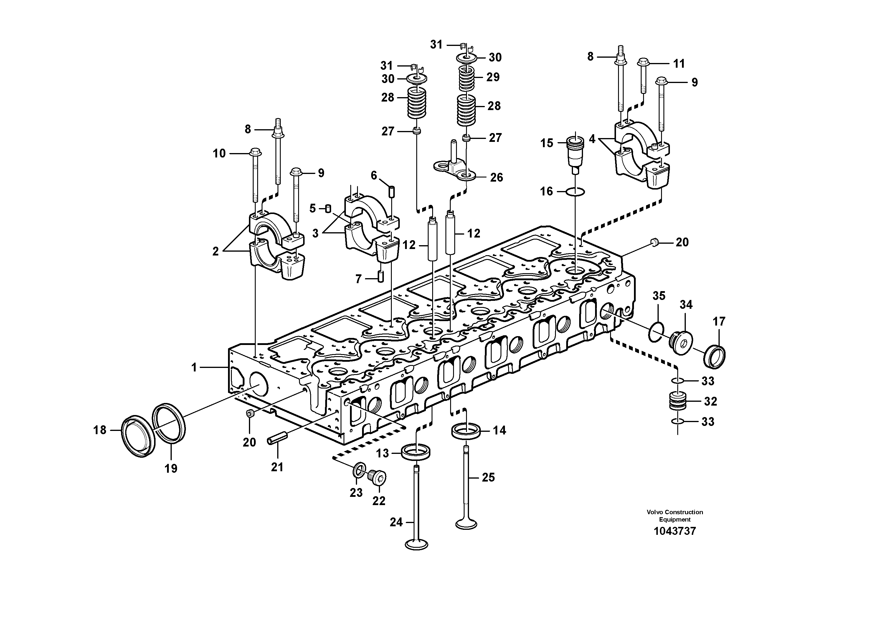 Схема запчастей Volvo EC360C - 41491 Головка блока цилиндров EC360C S/N 115001-