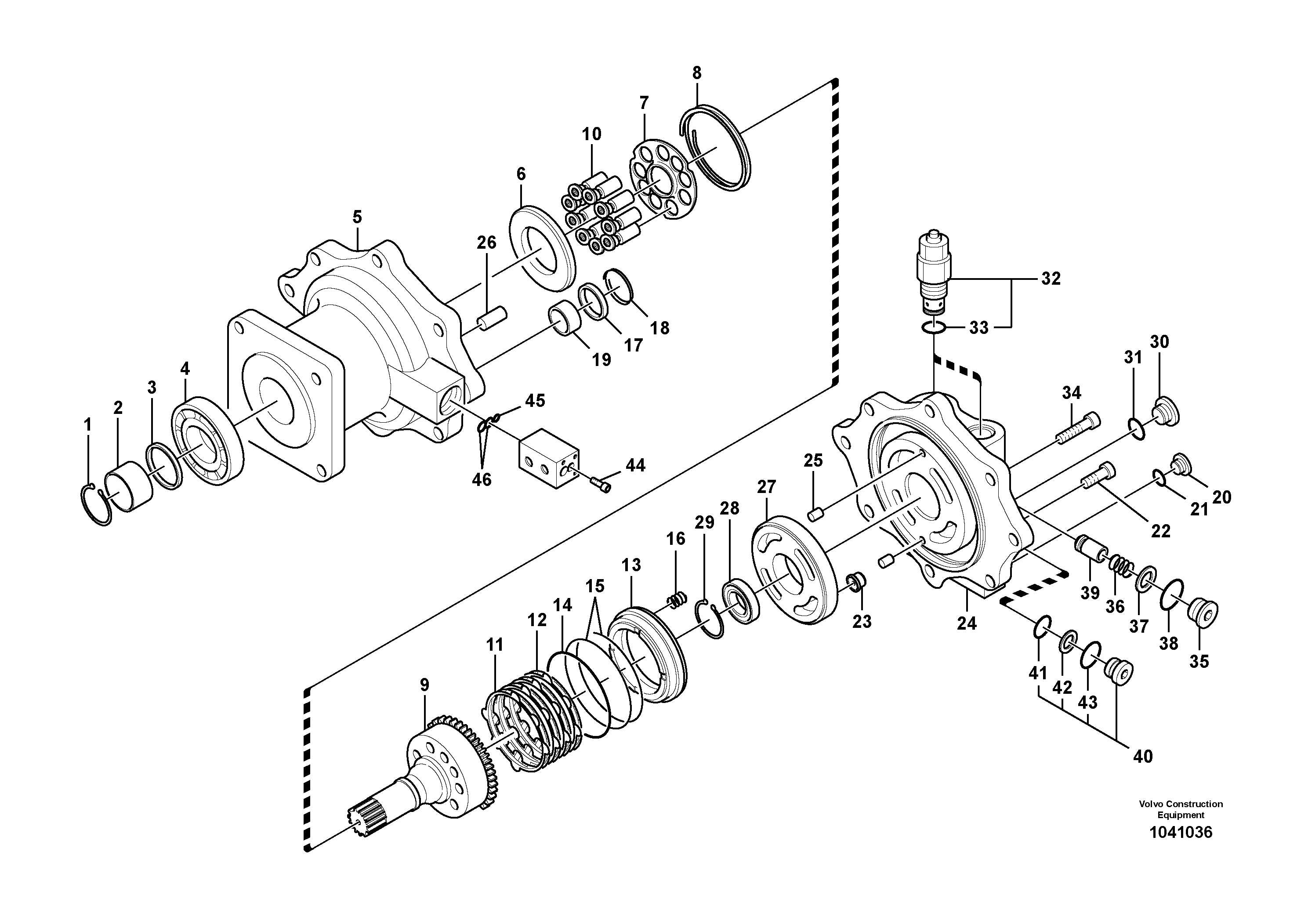 Схема запчастей Volvo EC360C - 91800 Поворотный редуктор (Гидромотор поворота платформы) EC360C S/N 115001-