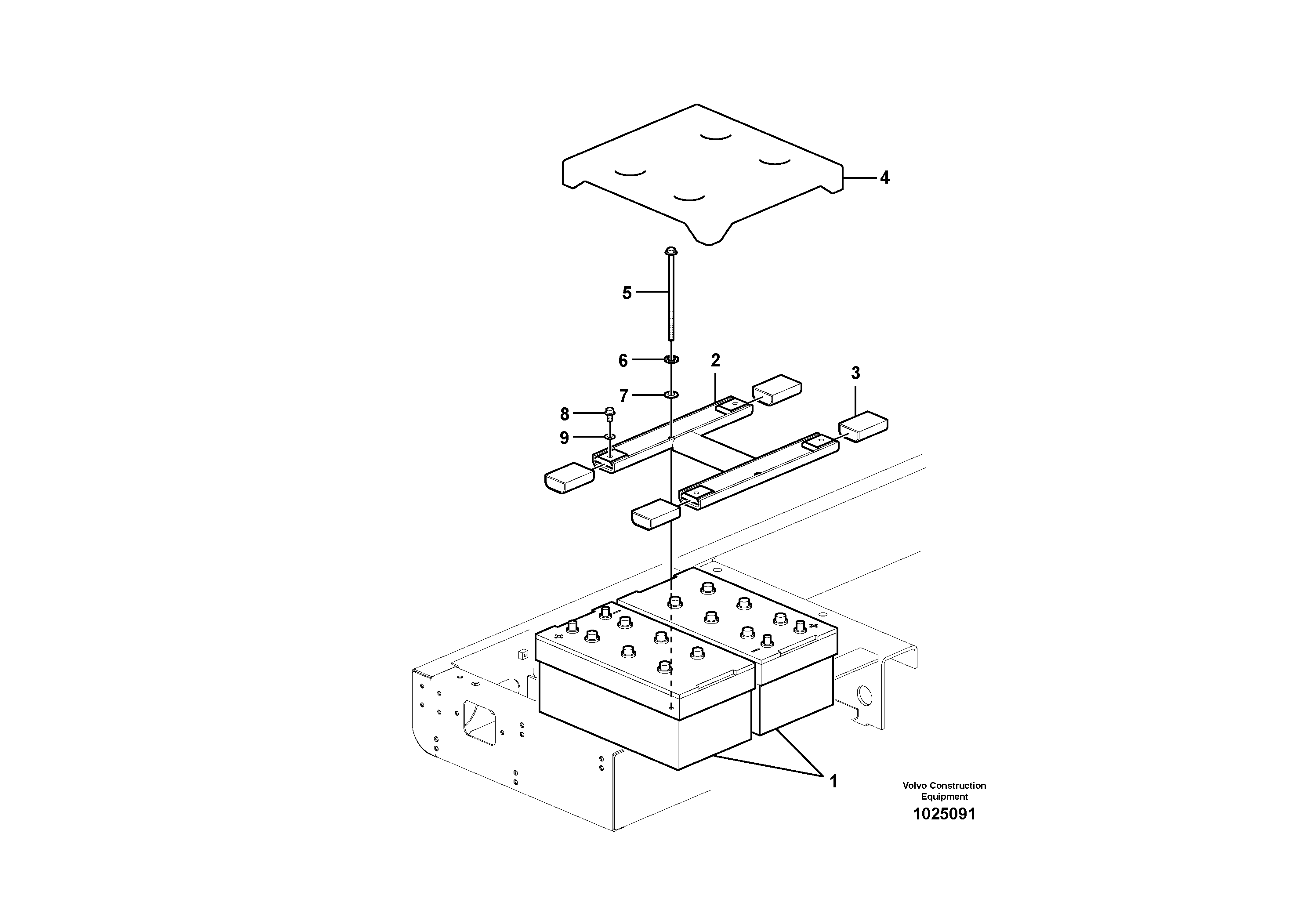 Схема запчастей Volvo EC360C - 38004 Battery with assembling details EC360C