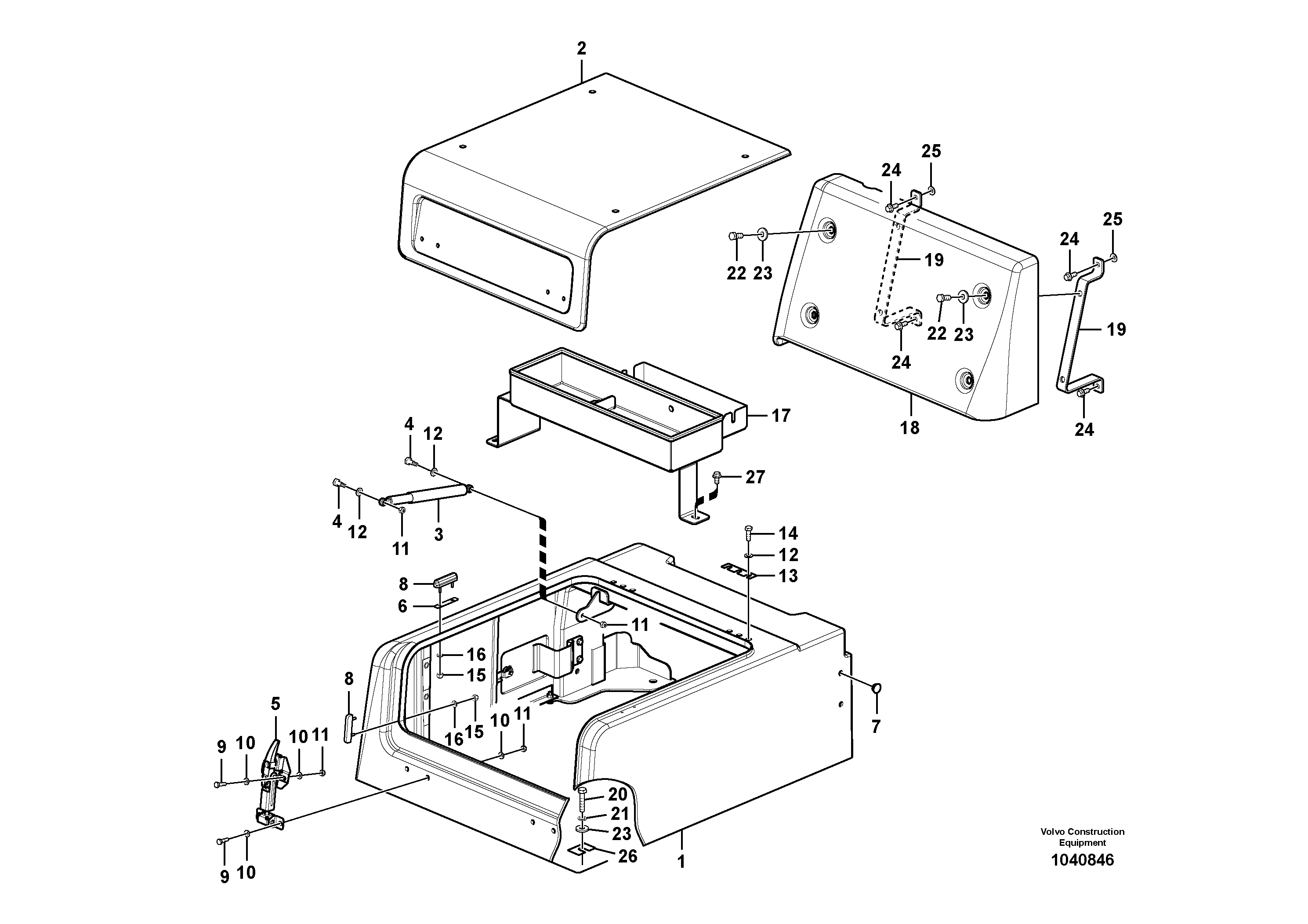 Схема запчастей Volvo EC360C - 30993 Tool box, cowl EC360C S/N 115001-