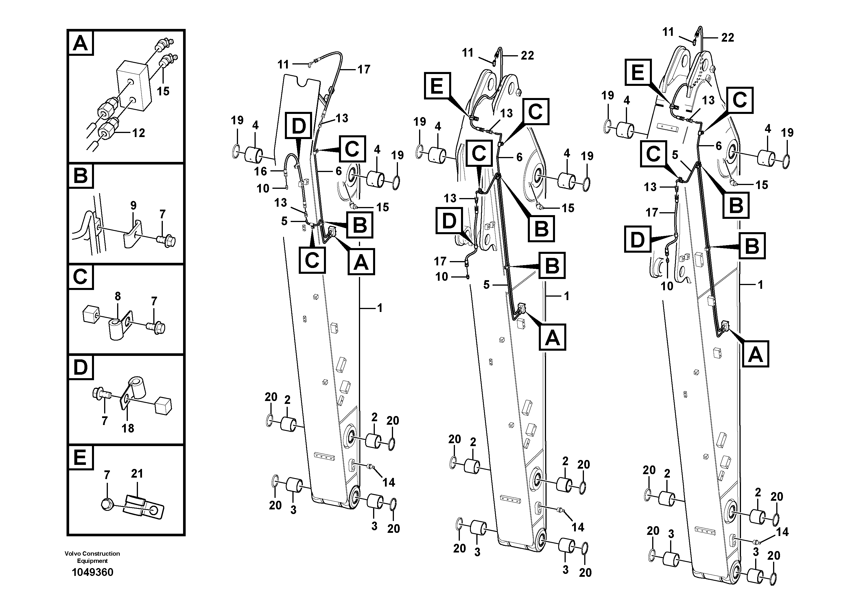 Схема запчастей Volvo EC180C - 93245 Dipper arm and grease piping with piping seat EC180C