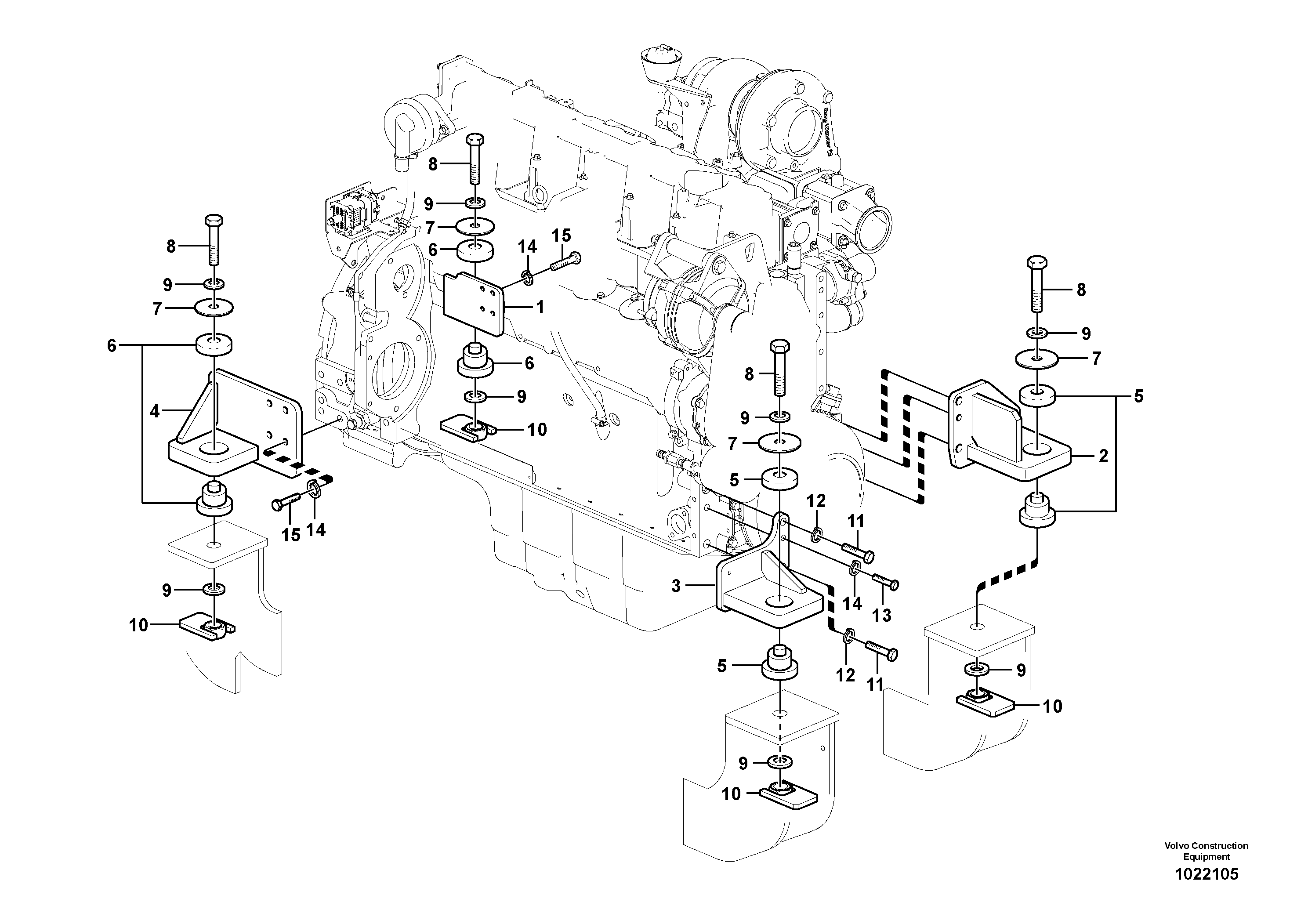 Схема запчастей Volvo EC180C - 46957 Engine mount EC180C