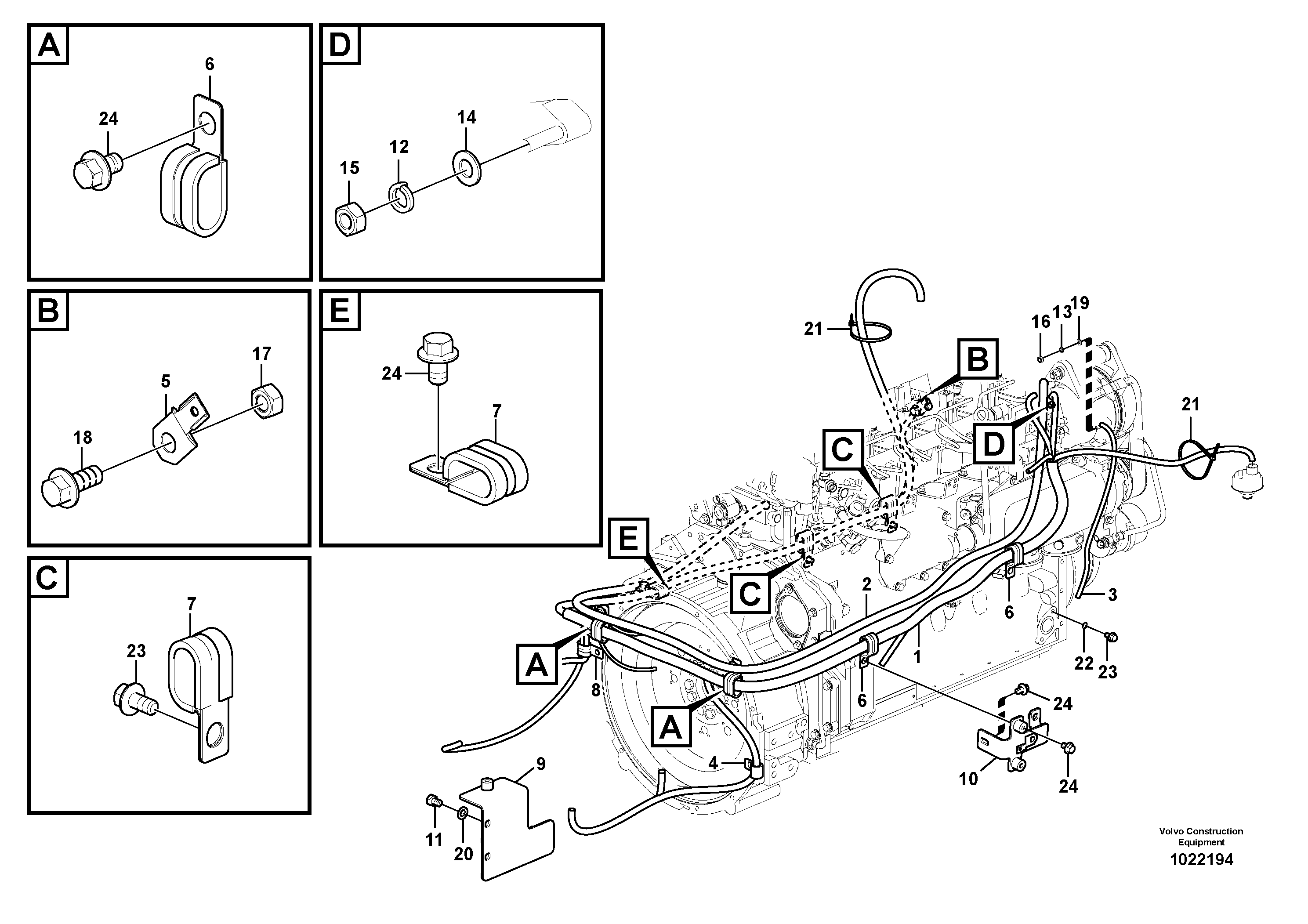 Схема запчастей Volvo EC180C - 34139 Cable harness, engine EC180C