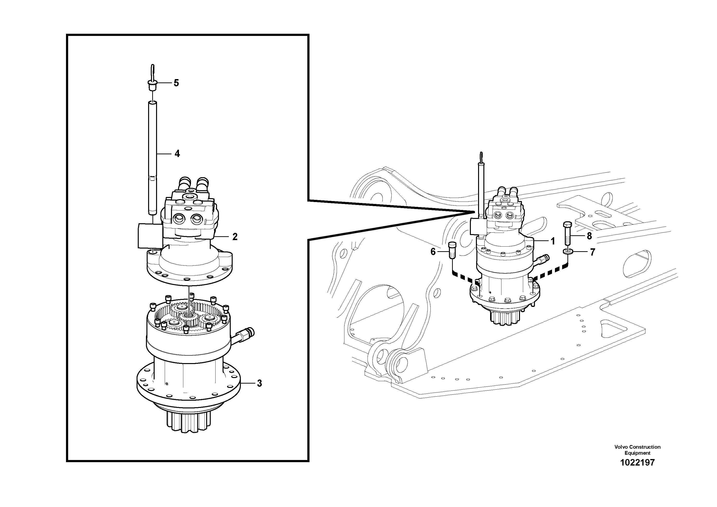 Схема запчастей Volvo EC180C - 46975 Swing motor with mounting parts EC180C