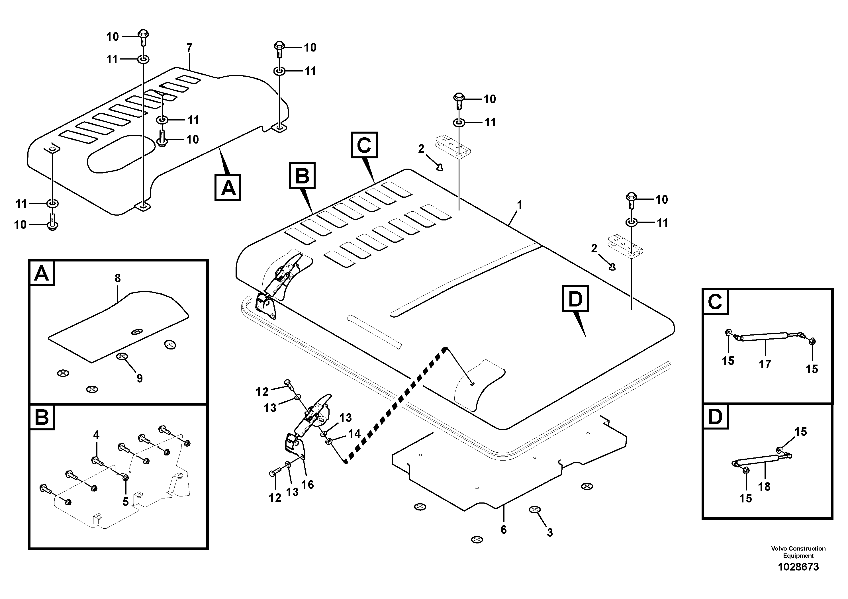 Схема запчастей Volvo EC180C - 79312 Engine hood EC180C