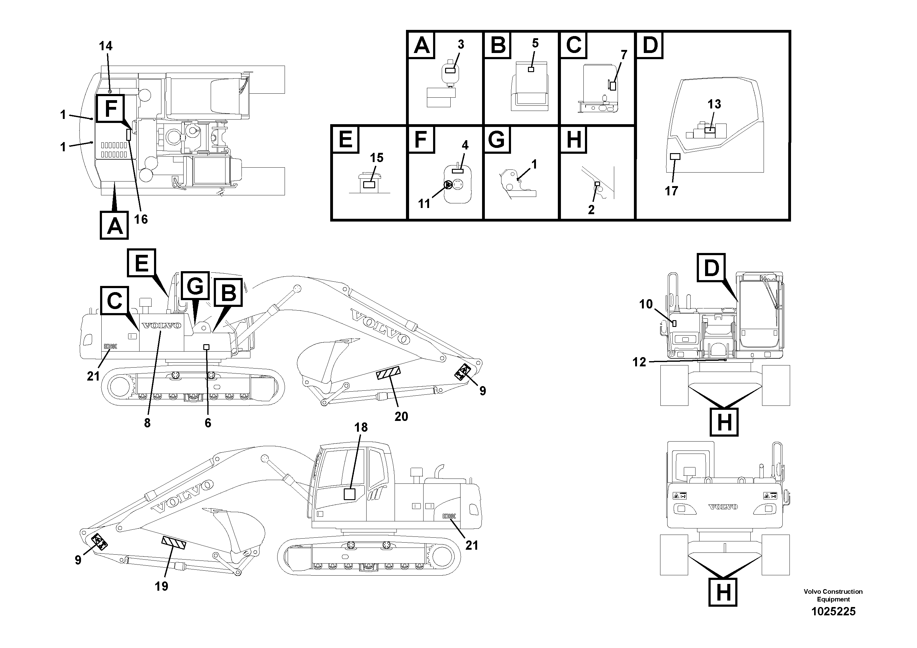 Схема запчастей Volvo EC180C - 85208 Decals EC180C