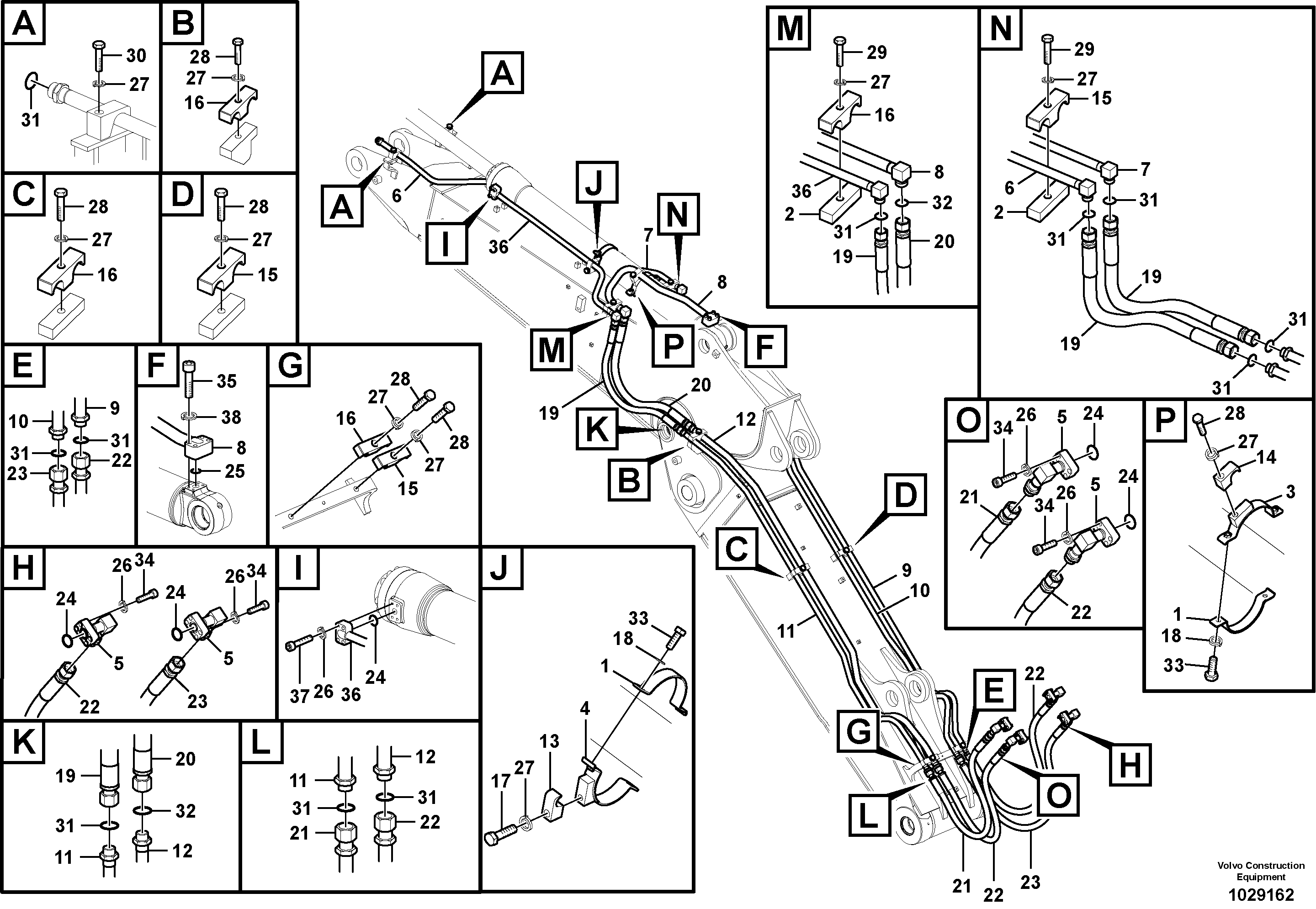 Схема запчастей Volvo EC180C - 16541 Working hydraulic, dipper arm cylinder on adjustable boom EC180C