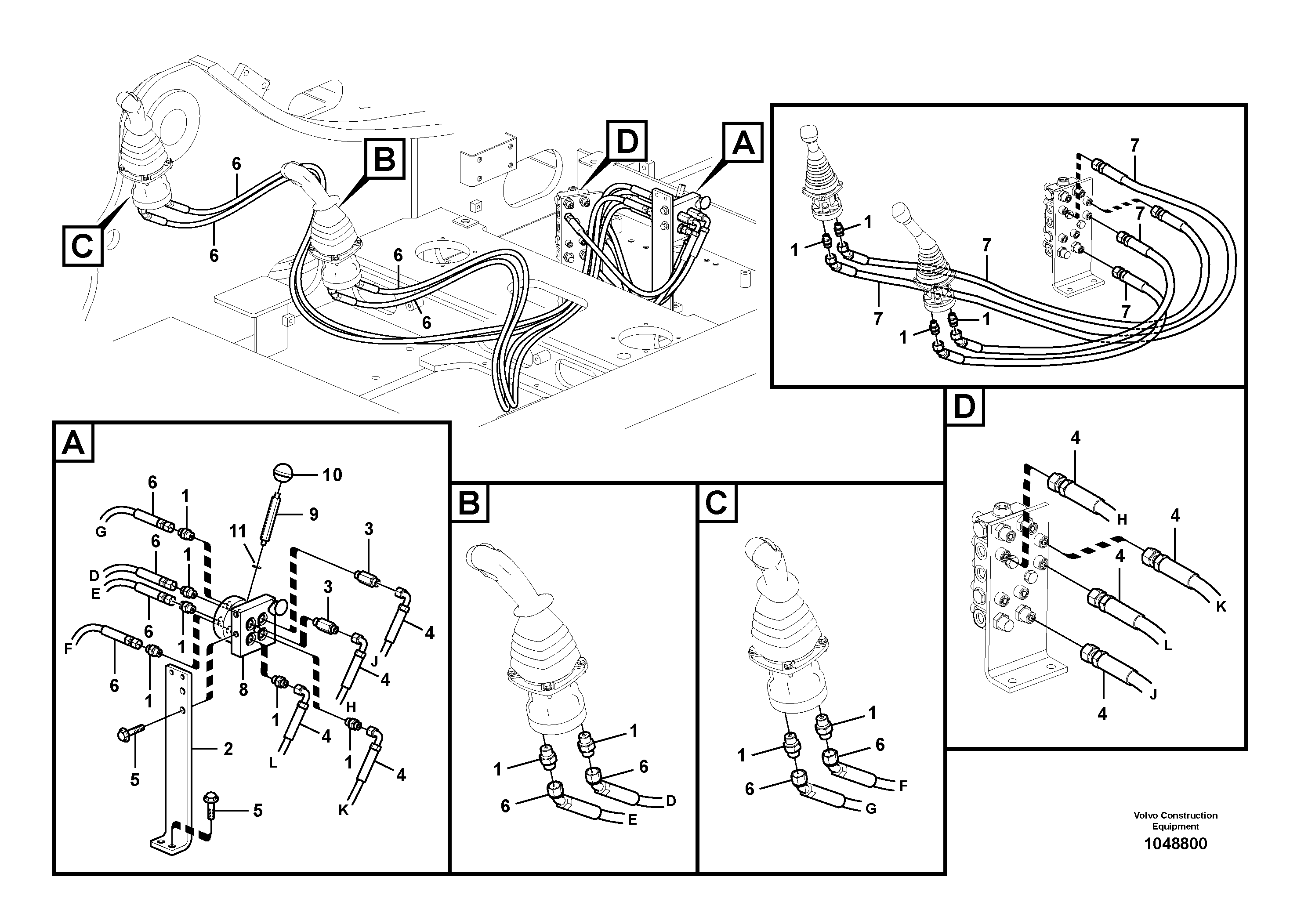 Схема запчастей Volvo EC160C - 60733 Servo system, changing lever function EC160C