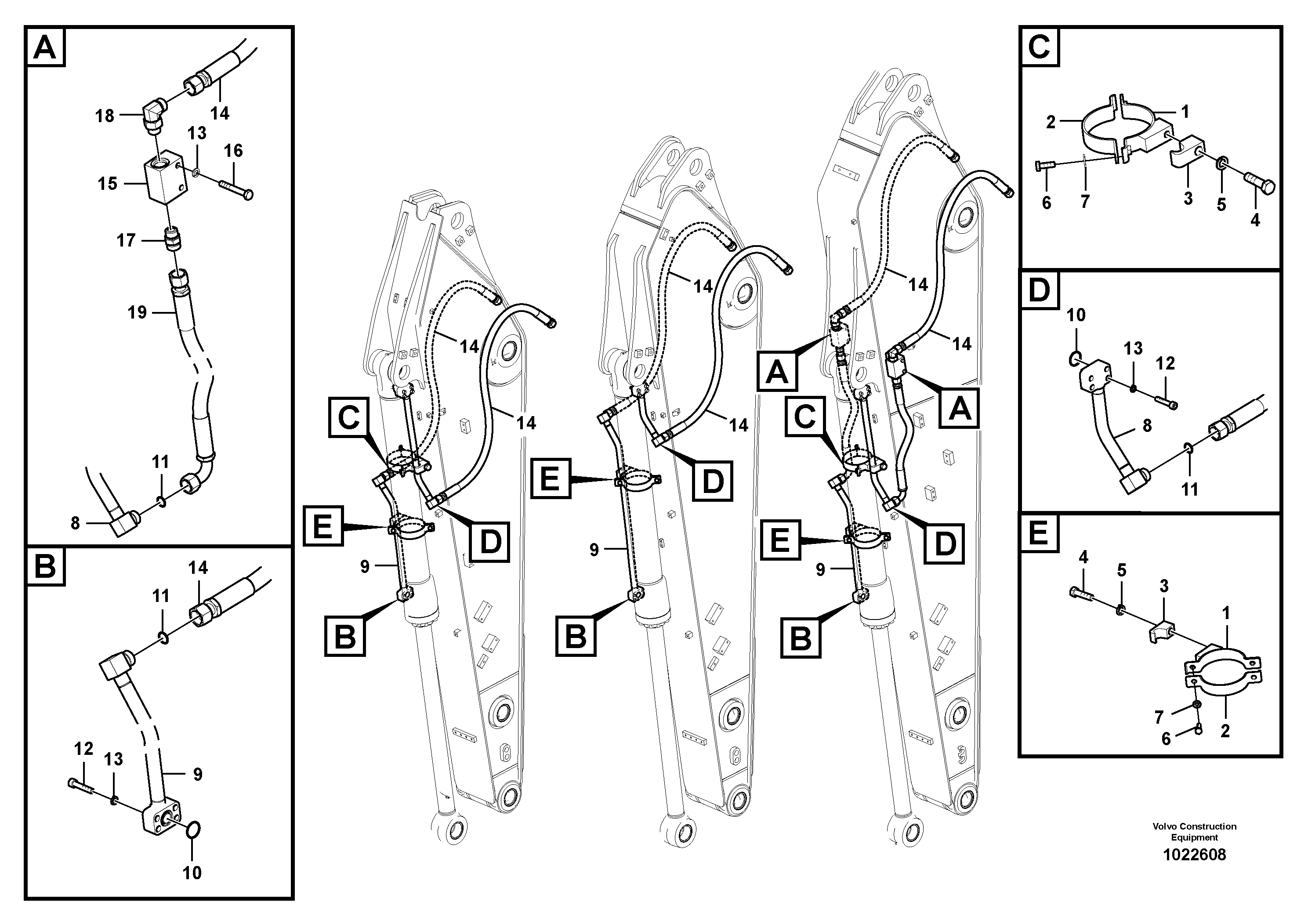 Схема запчастей Volvo EC160C - 13534 Working hydraulic, bucket cylinder on dipper arm EC160C