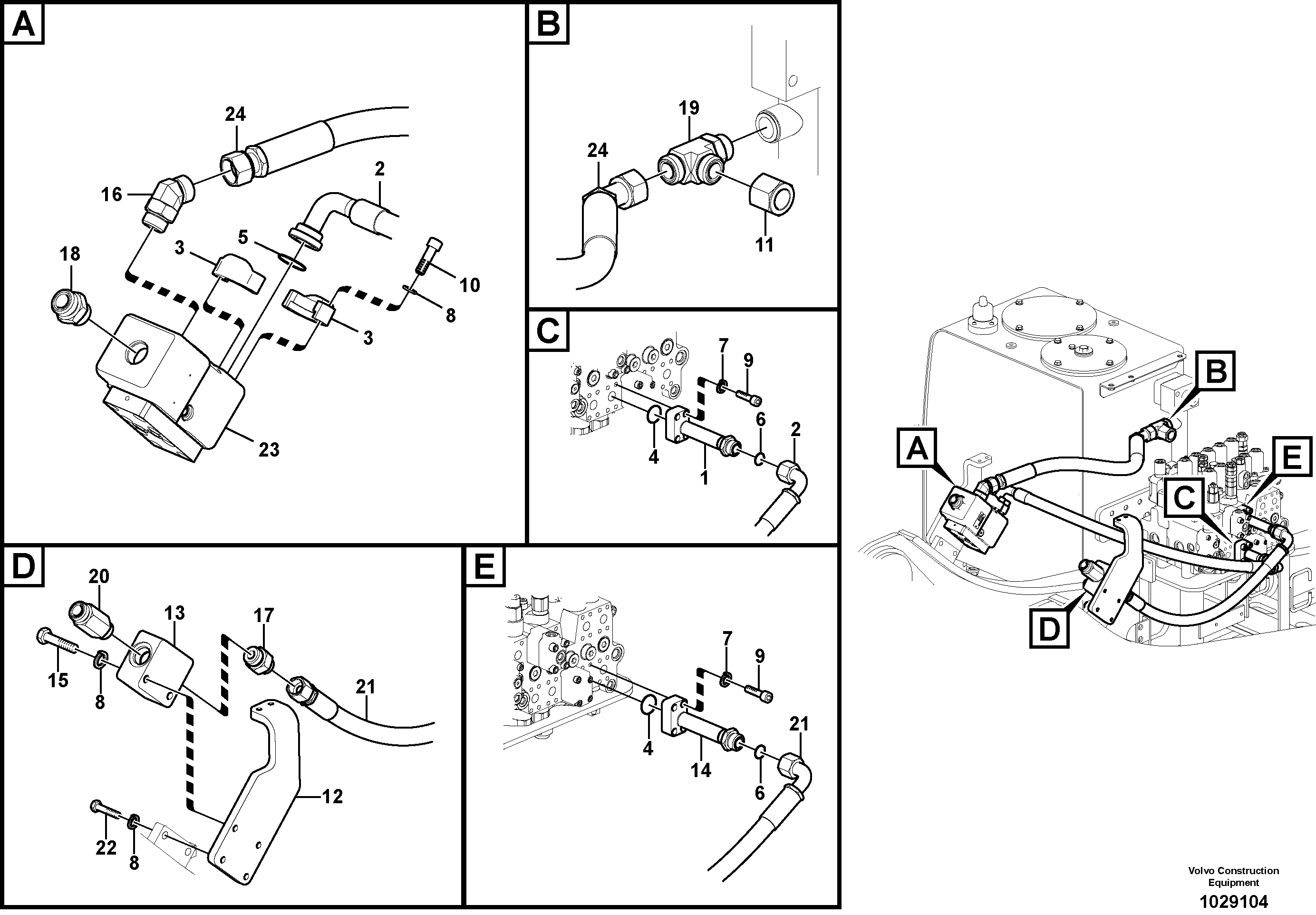 Схема запчастей Volvo EC160C - 18674 Working hydraulic, hammer and shear for upper EC160C